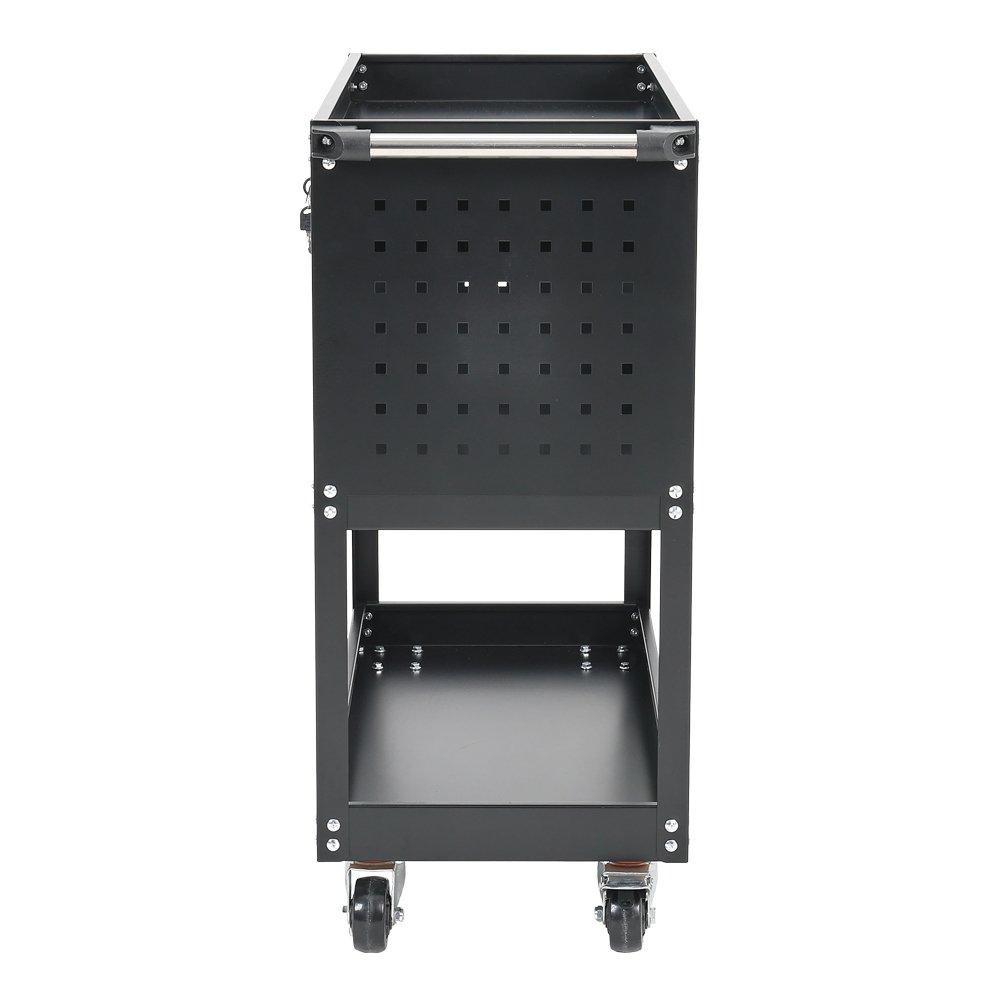 Black - Breeins - 3-Tier Rolling Tool Cart with Lockable Drawer - 4