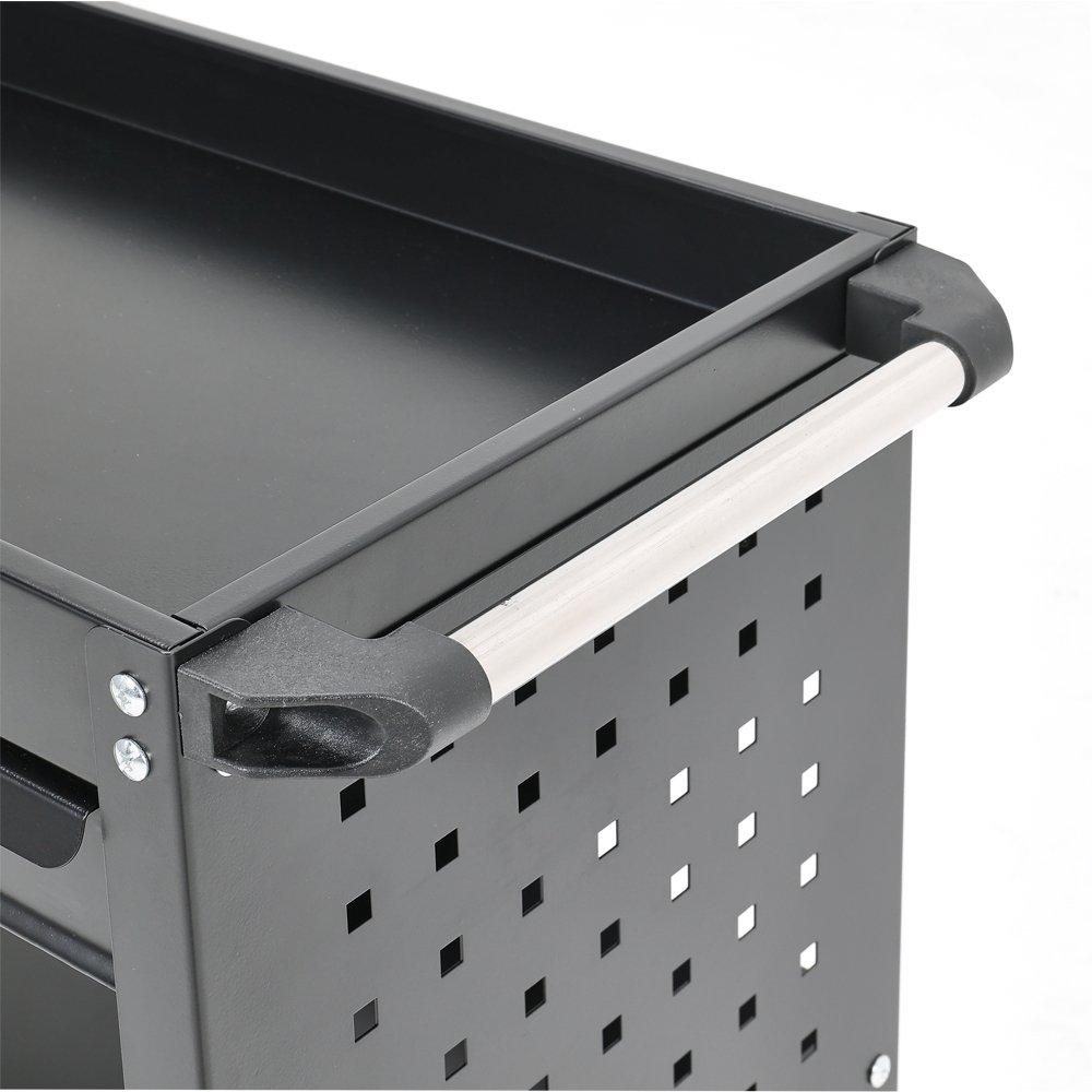 Black - Breeins - 3-Tier Rolling Tool Cart with Lockable Drawer - 7