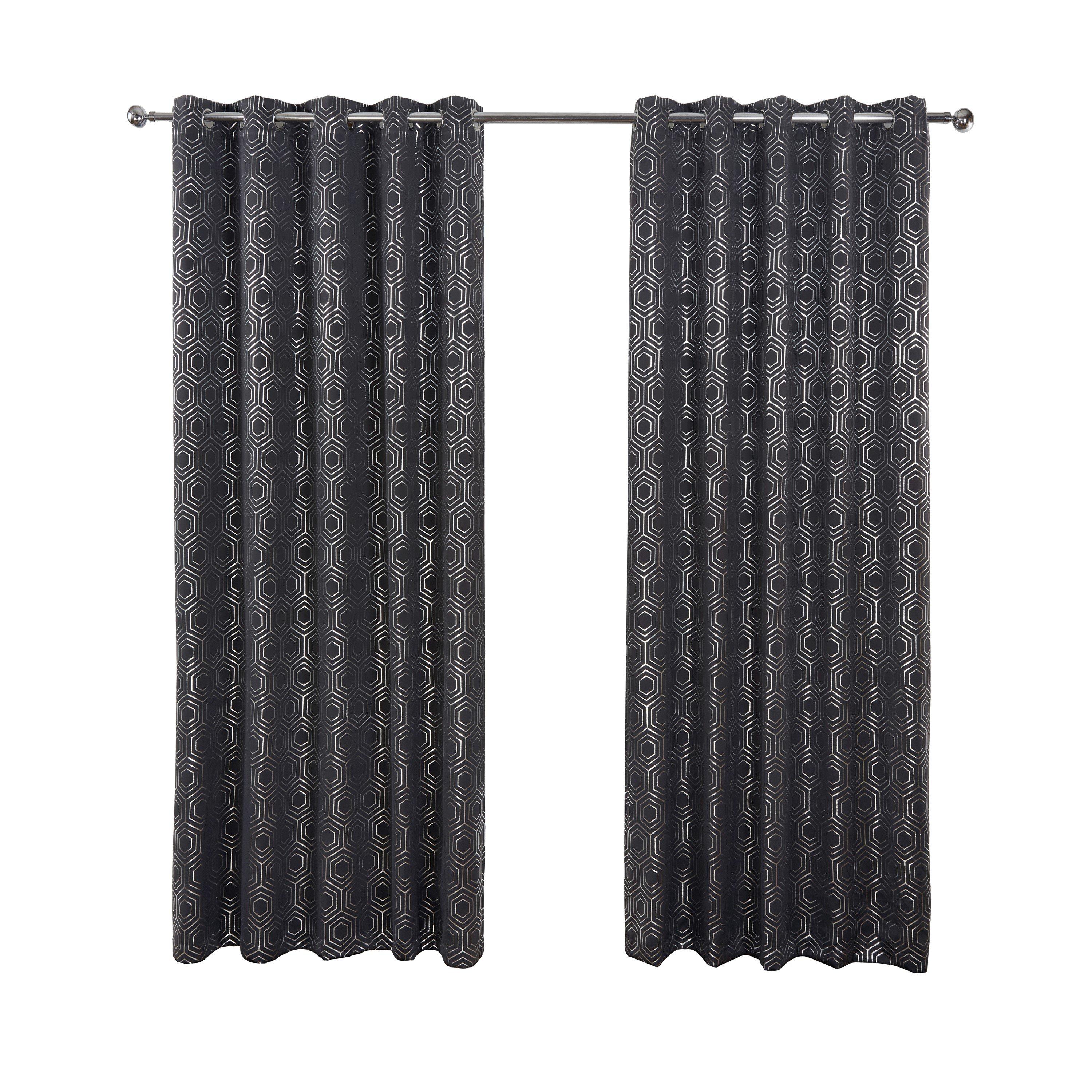 Charcoal Grey - Emma Barclay - Thermal Blackout Curtains Geo Eyelet Hartford - 1