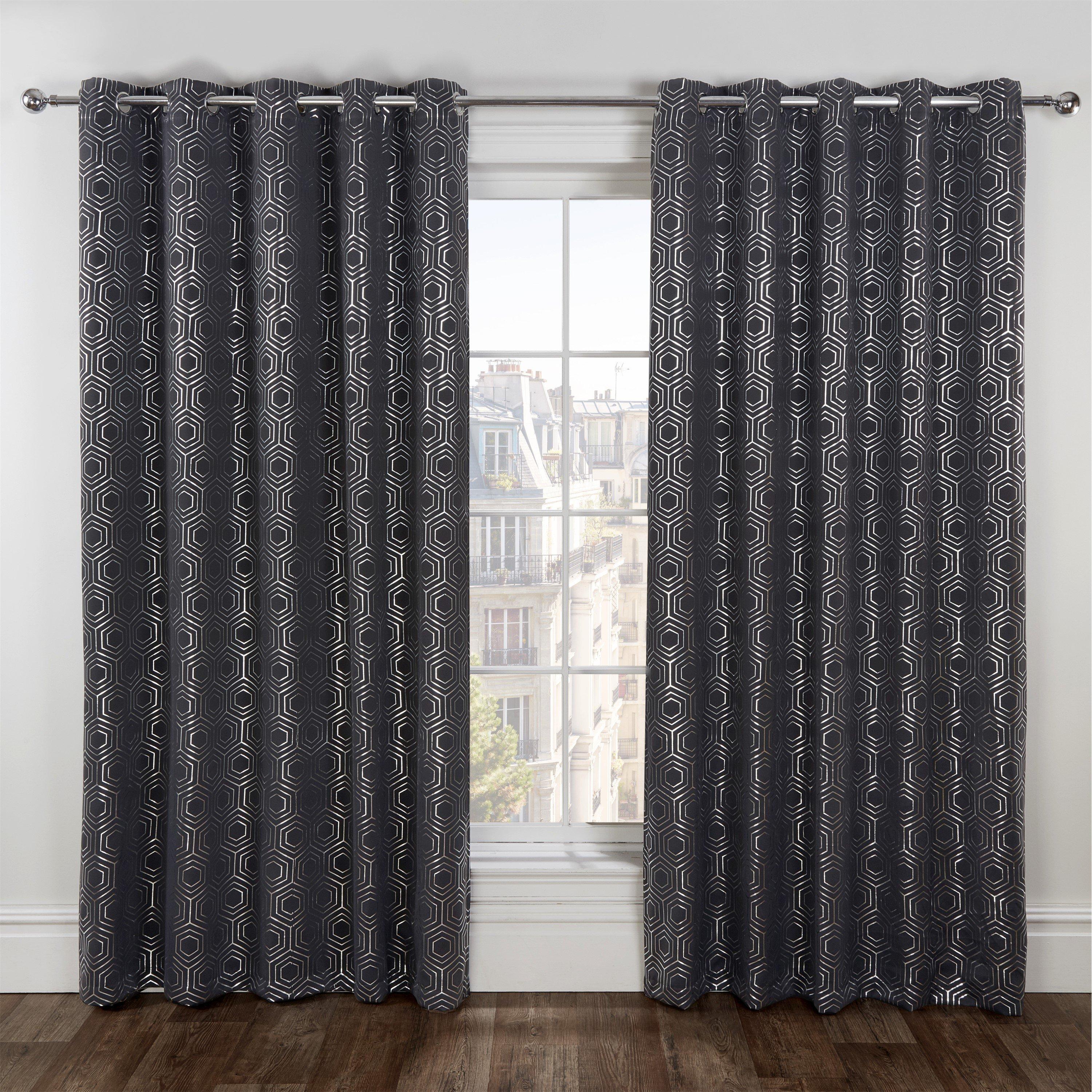 Charcoal Grey - Emma Barclay - Thermal Blackout Curtains Geo Eyelet Hartford - 2