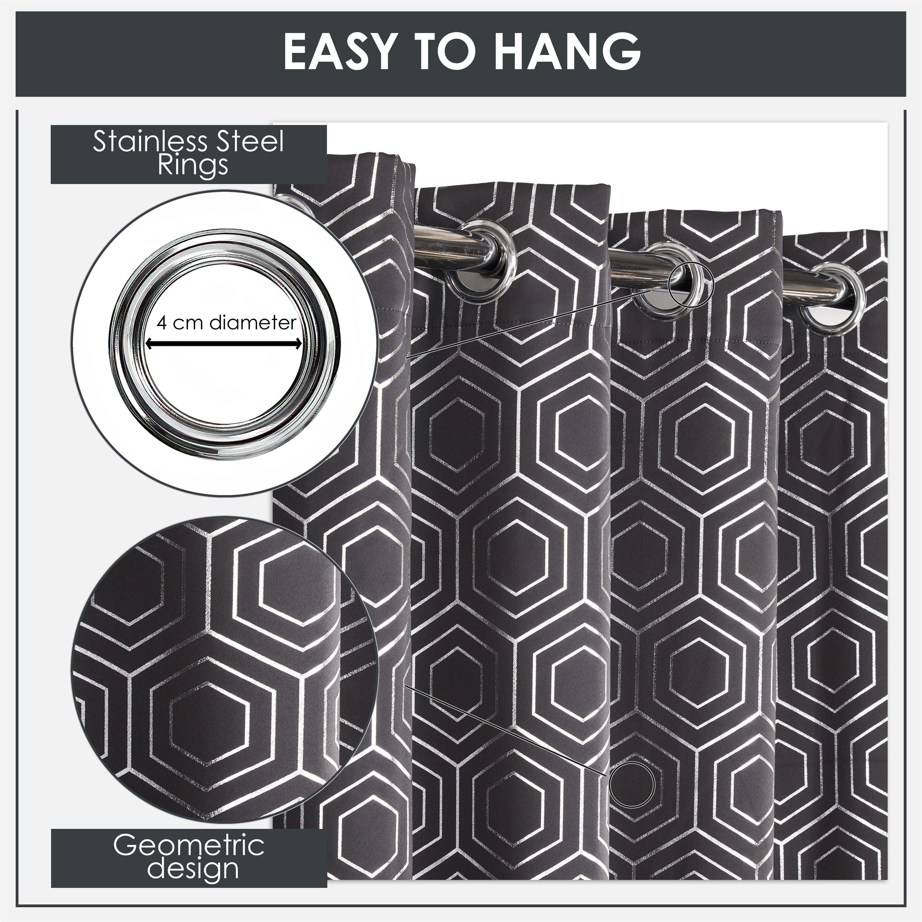 Charcoal Grey - Emma Barclay - Thermal Blackout Curtains Geo Eyelet Hartford - 5