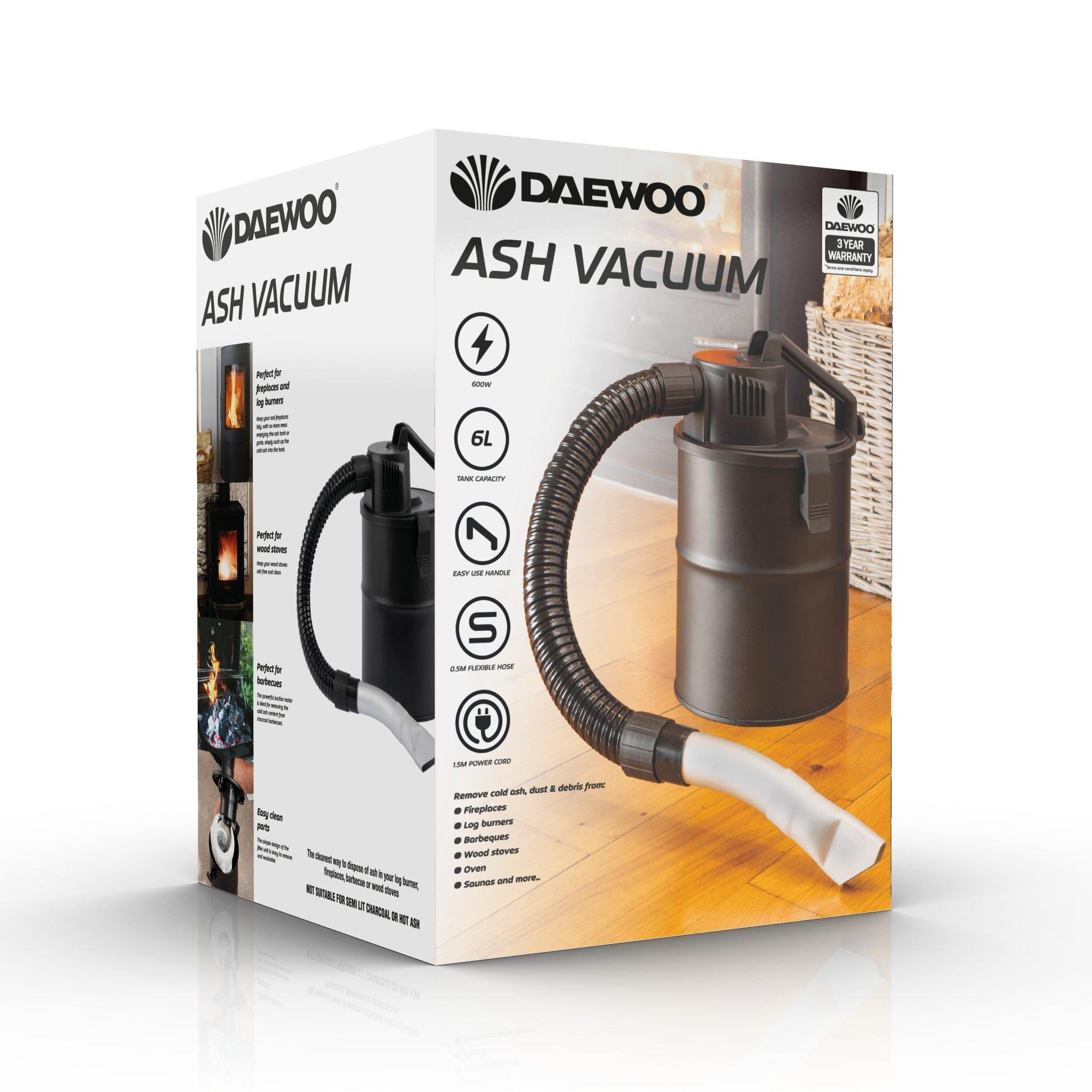 Black - Daewoo Electricals - 6L Fireplace Ash Vacuum Cleaner with Hepa Filter - 1