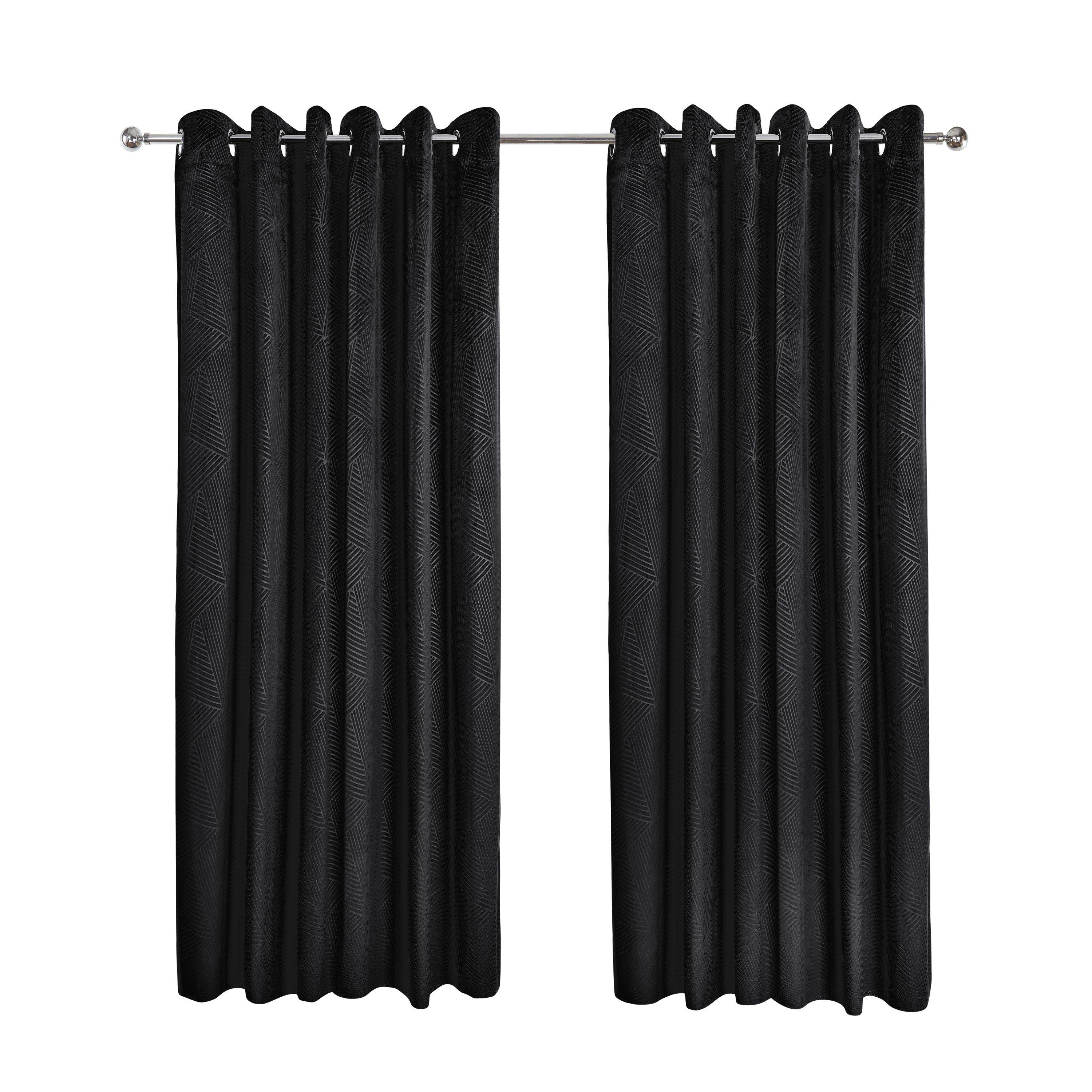 Black - Emma Barclay - Blackout Curtains Thermal Velvet Eyelet Midnight - 1