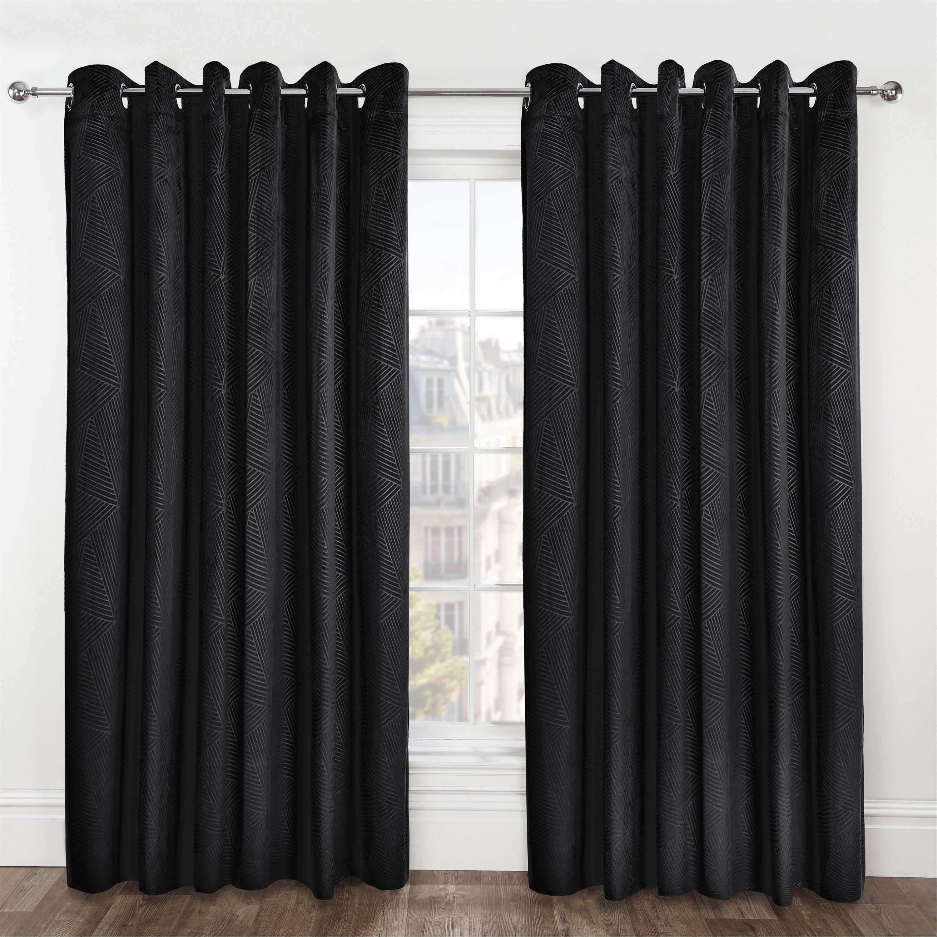 Black - Emma Barclay - Blackout Curtains Thermal Velvet Eyelet Midnight - 3