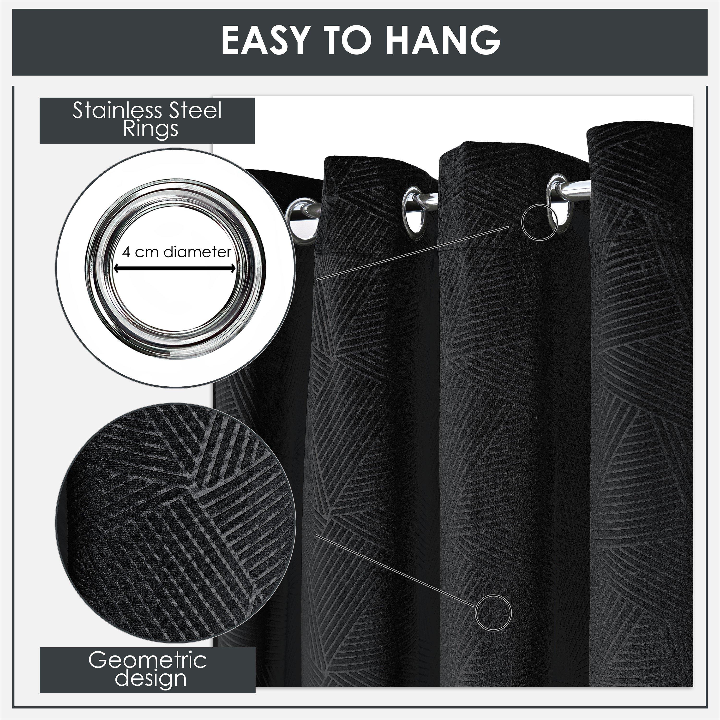 Black - Emma Barclay - Blackout Curtains Thermal Velvet Eyelet Midnight - 6