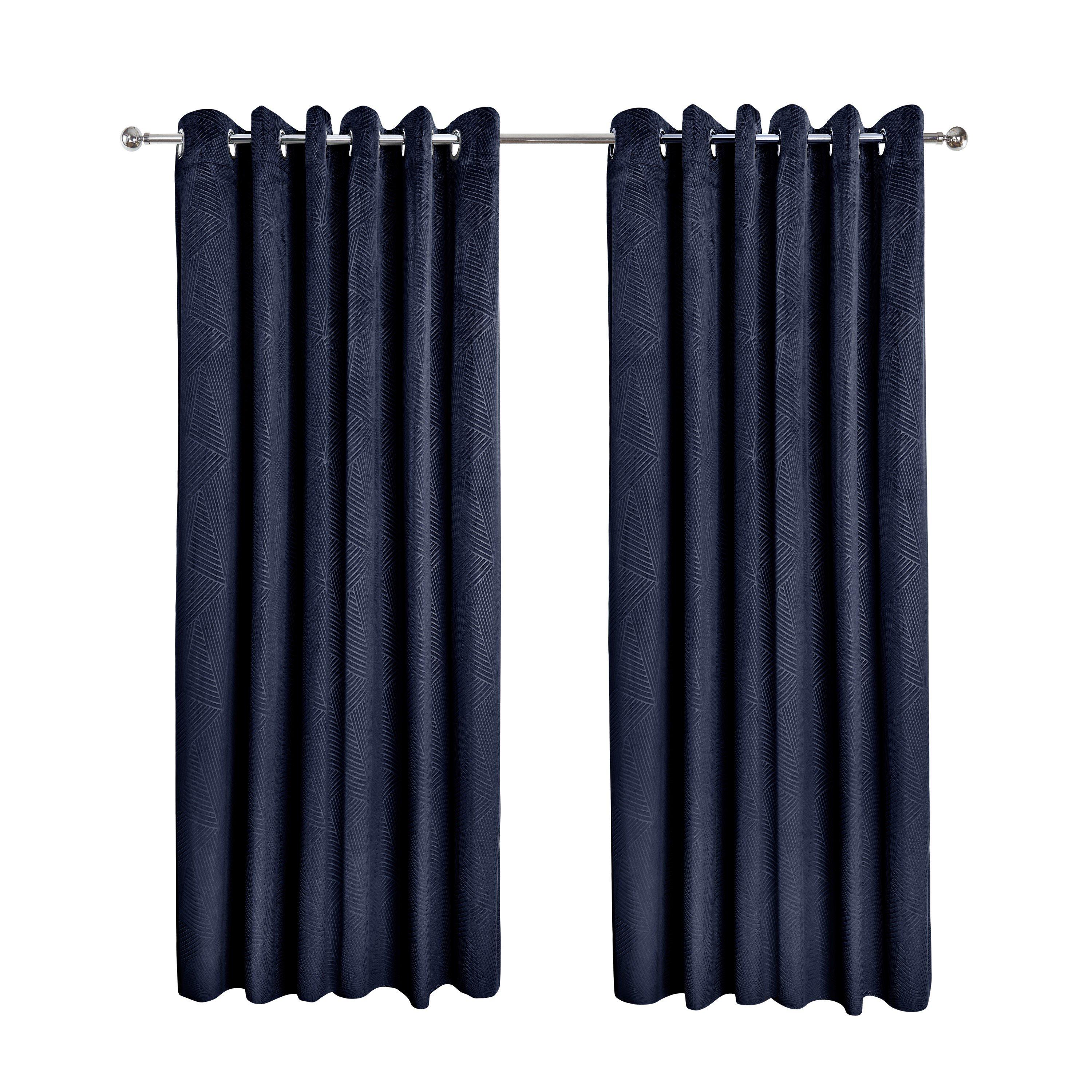 Blackout Curtains Thermal Velvet Eyelet Midnight