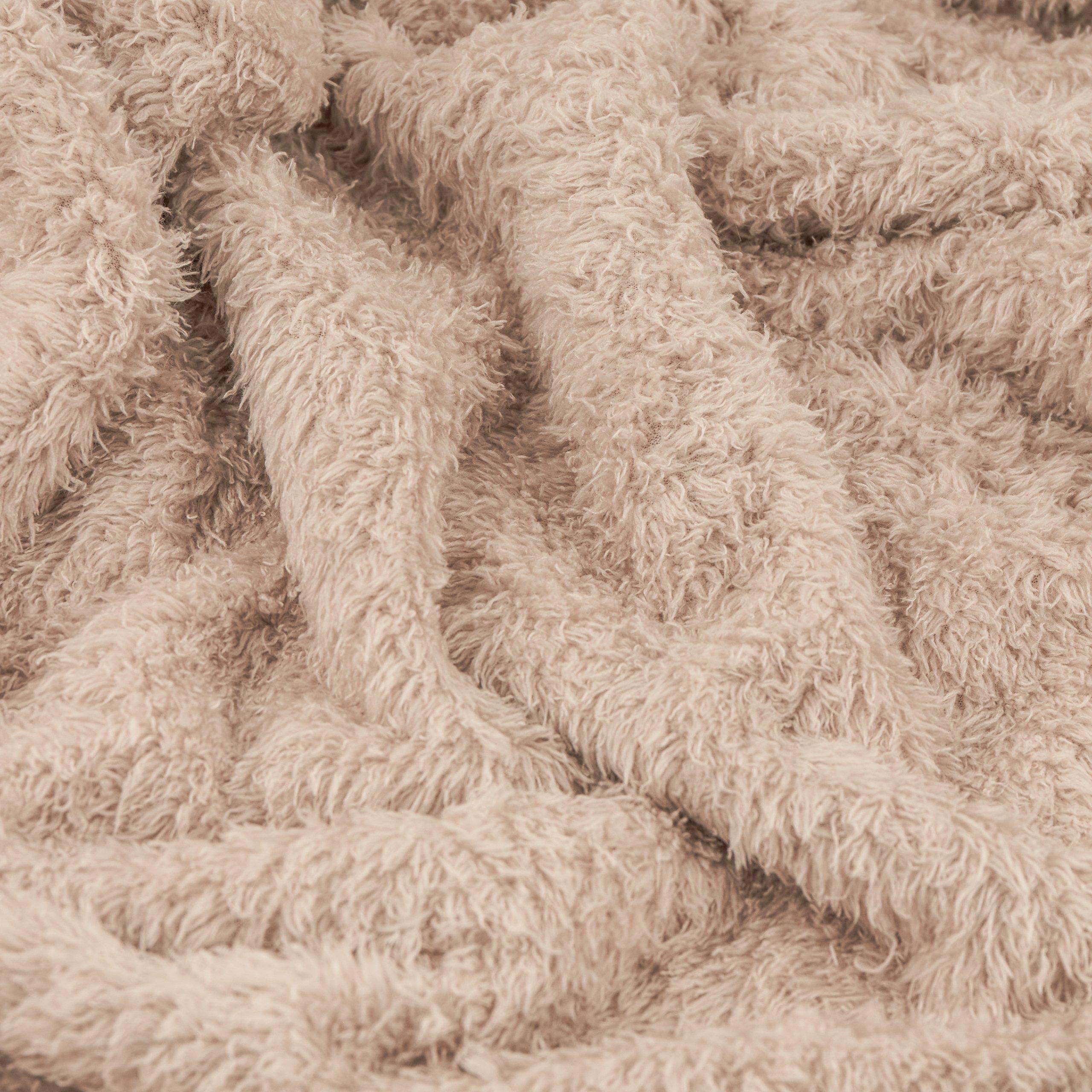 Natural - Furn - Harlan Borg Sherpa Tasselled Throw - 3