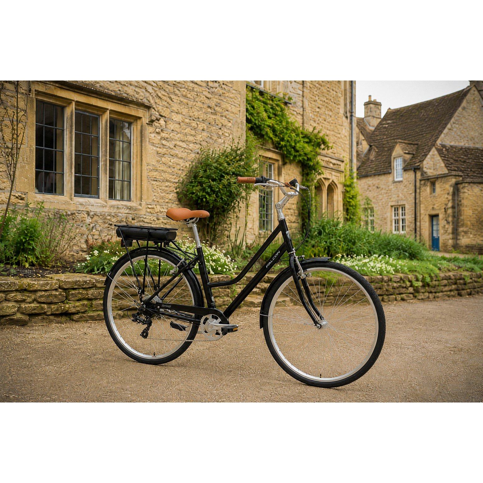 Black - Falcon Cycles - Falcon Heritage Low Step Electric Hybrid Bike - 2