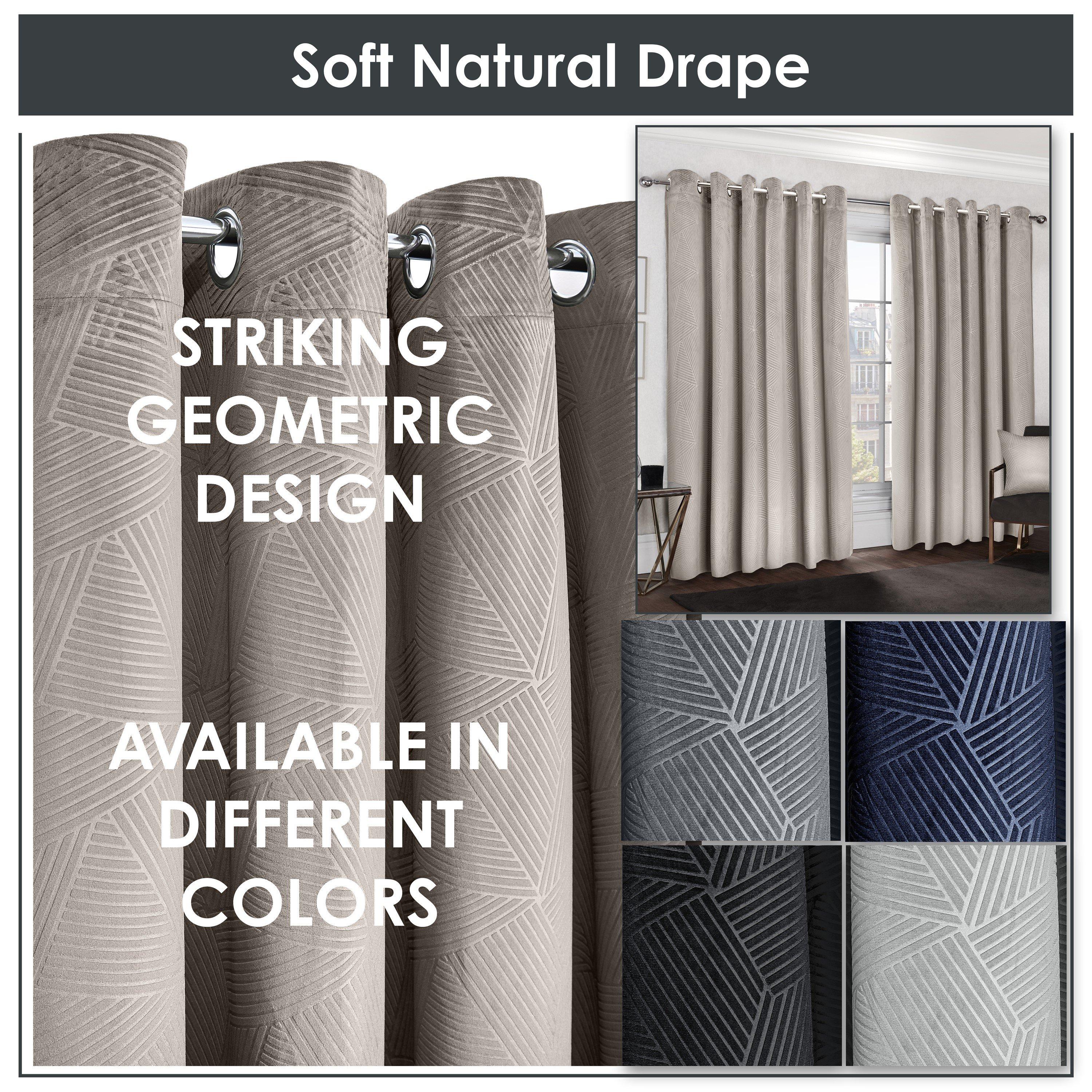 Stone Cream - Emma Barclay - Door Curtain Thermal Blackout Eyelet Midnight - 6