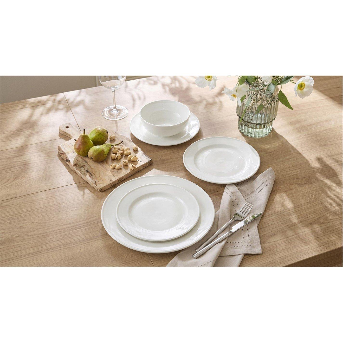 White - Waterside - 12pc Alumina Porcelain Classic Rim Dinner Set - 2