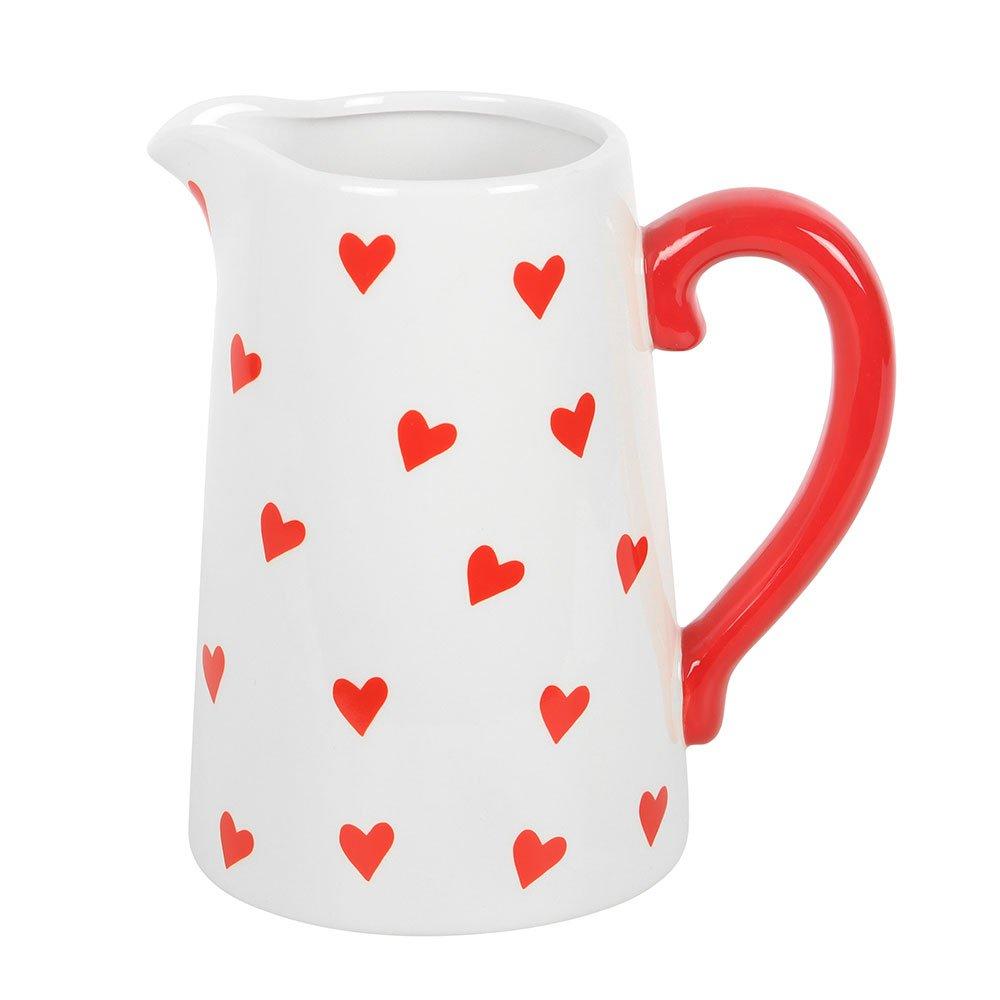 White - Something Different - Heart Print Ceramic Flower Jug - 4