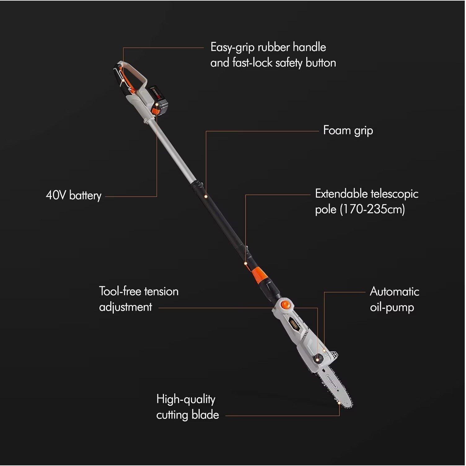 Grey - VonHaus - VonHaus  - 40V Cordless  Pole Chainsaw - 7