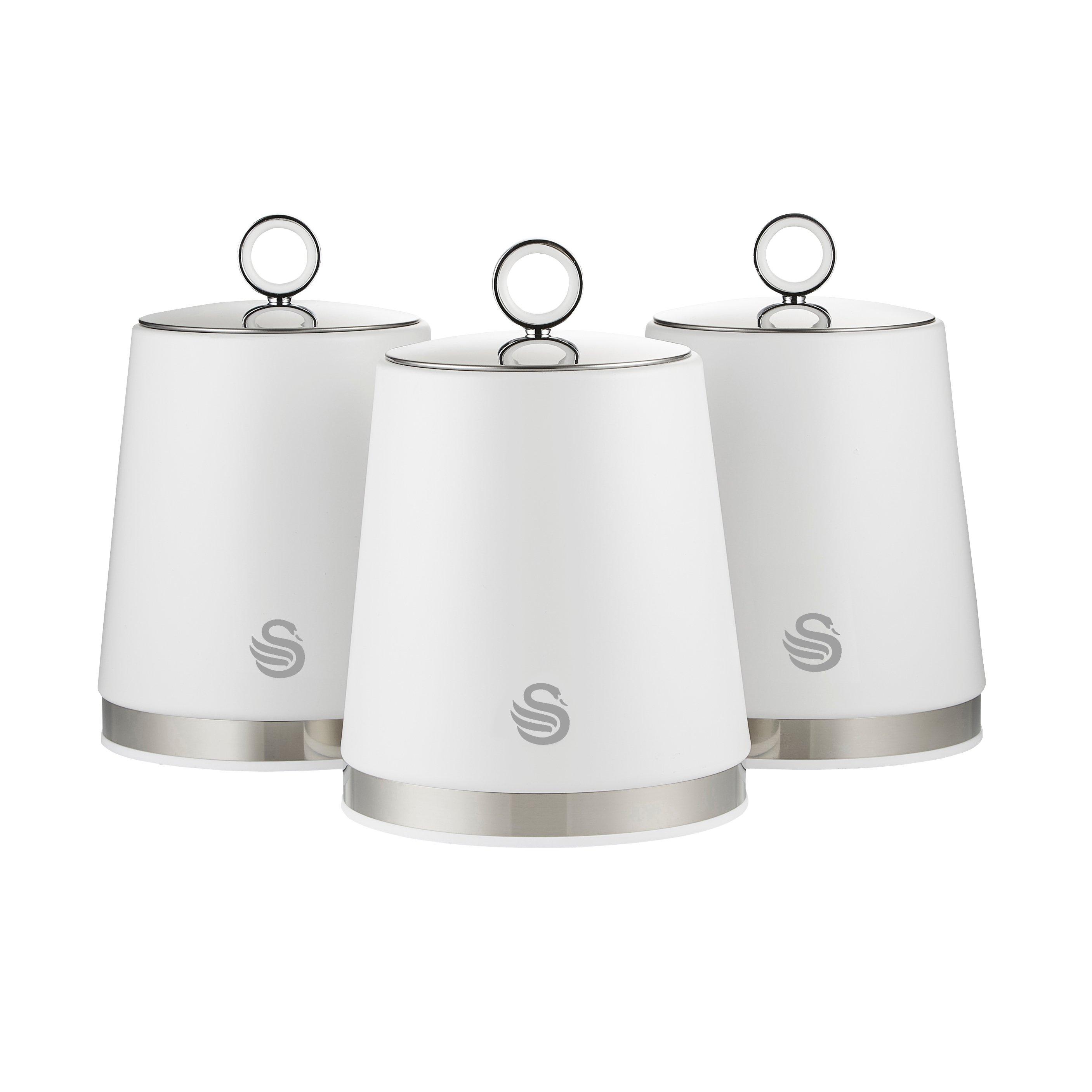 White - Swan - Serenity Set of 3 Canisters - White - 1