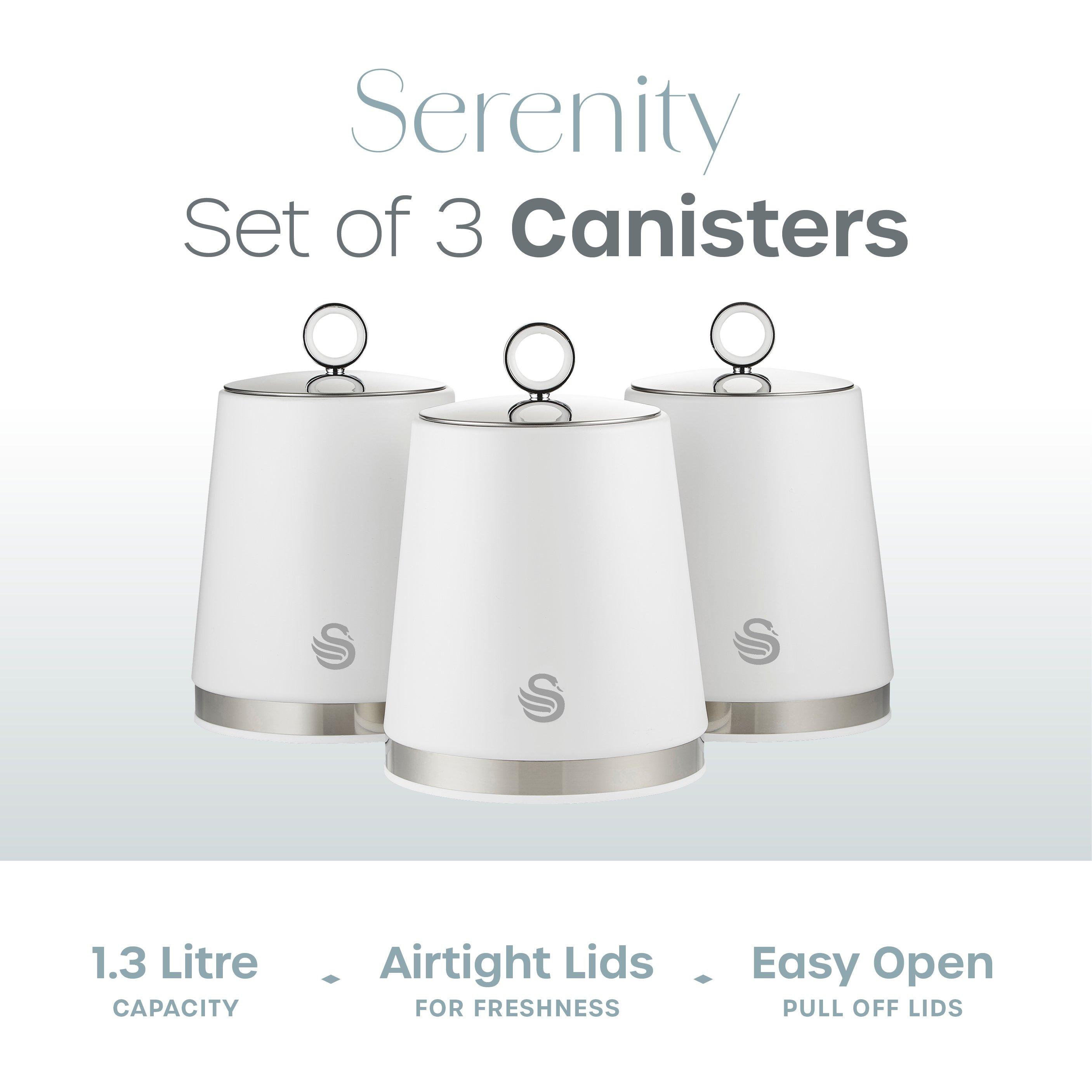 White - Swan - Serenity Set of 3 Canisters - White - 2