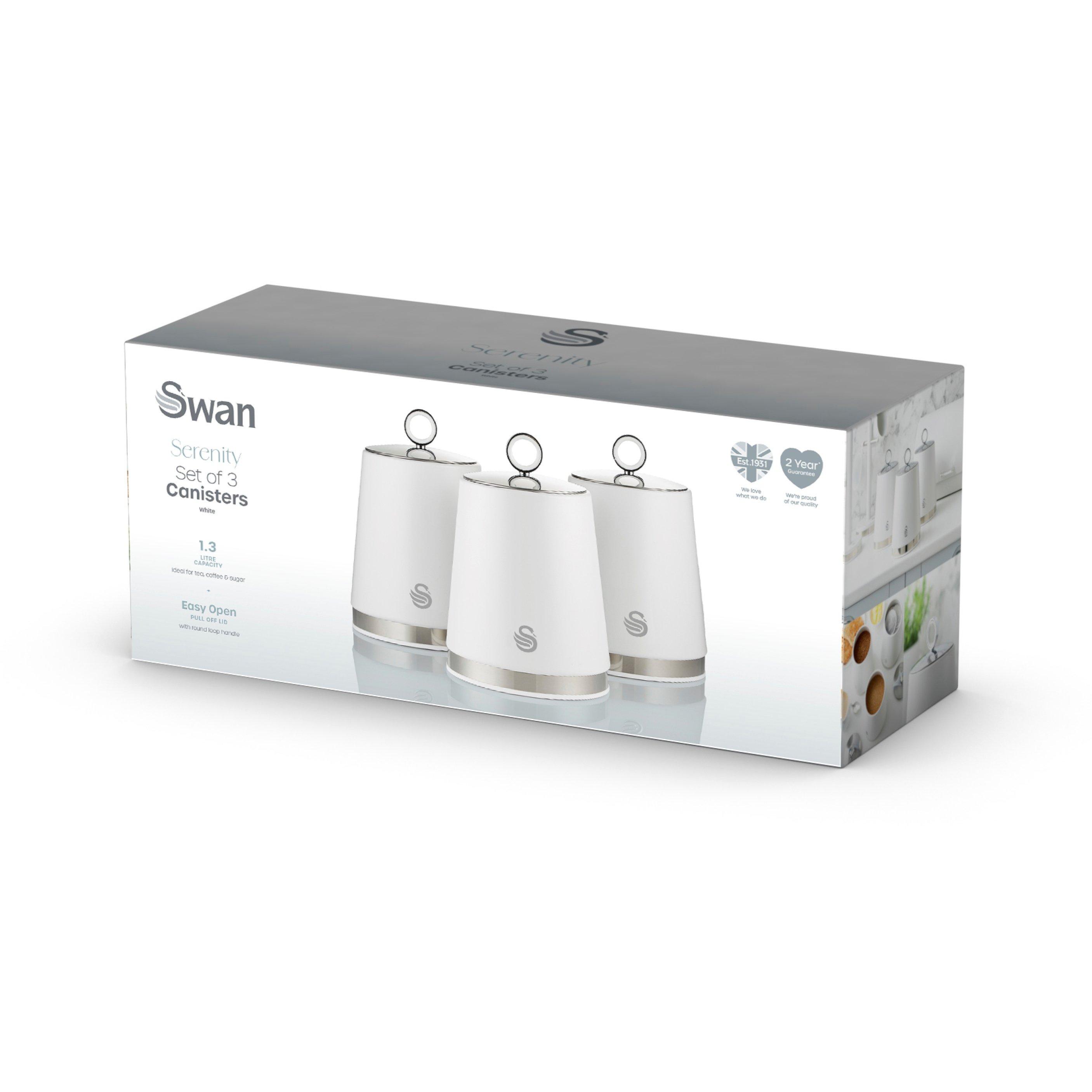 White - Swan - Serenity Set of 3 Canisters - White - 11