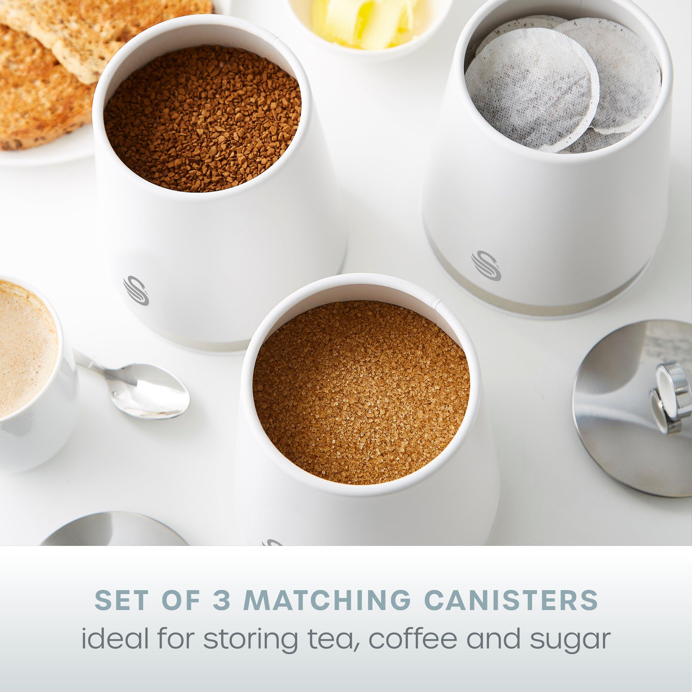 White - Swan - Serenity Set of 3 Canisters - White - 3