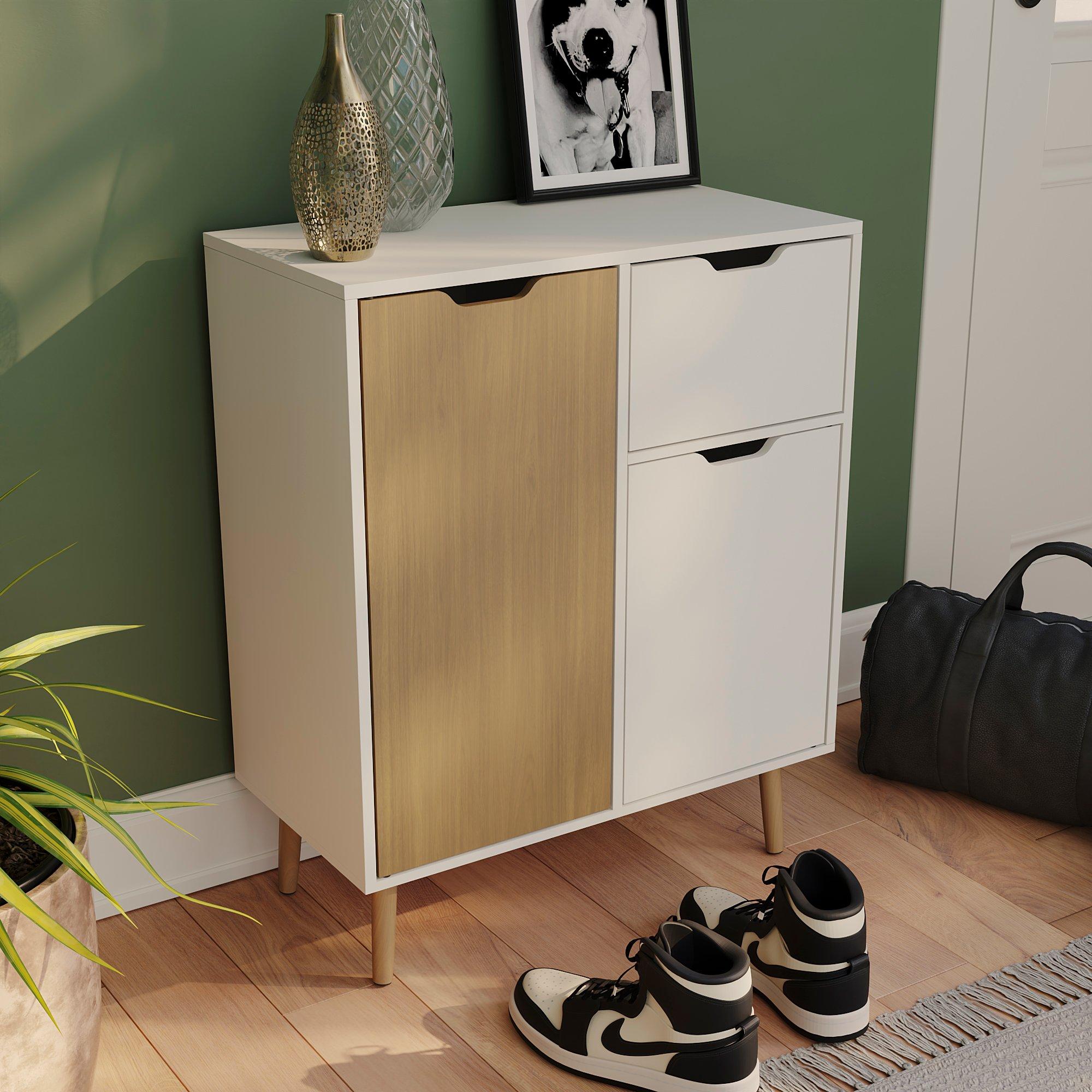 Oak & White - Lassic - Vida Designs 2 Door 1 Drawer Sideboard Storage - 1