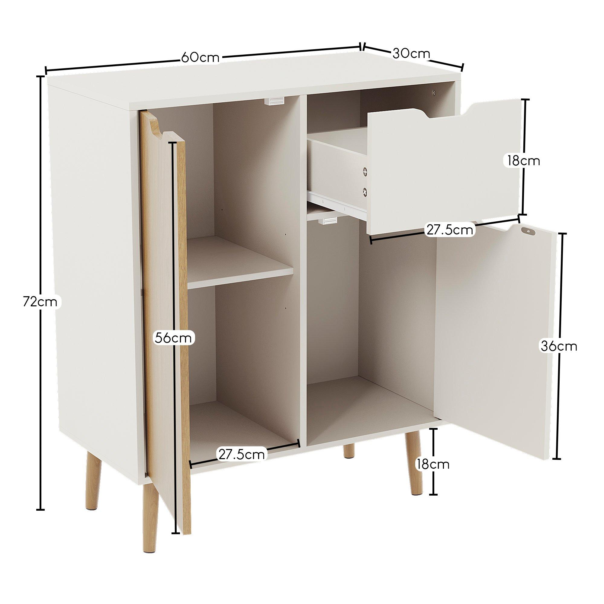 Oak & White - Lassic - Vida Designs 2 Door 1 Drawer Sideboard Storage - 2