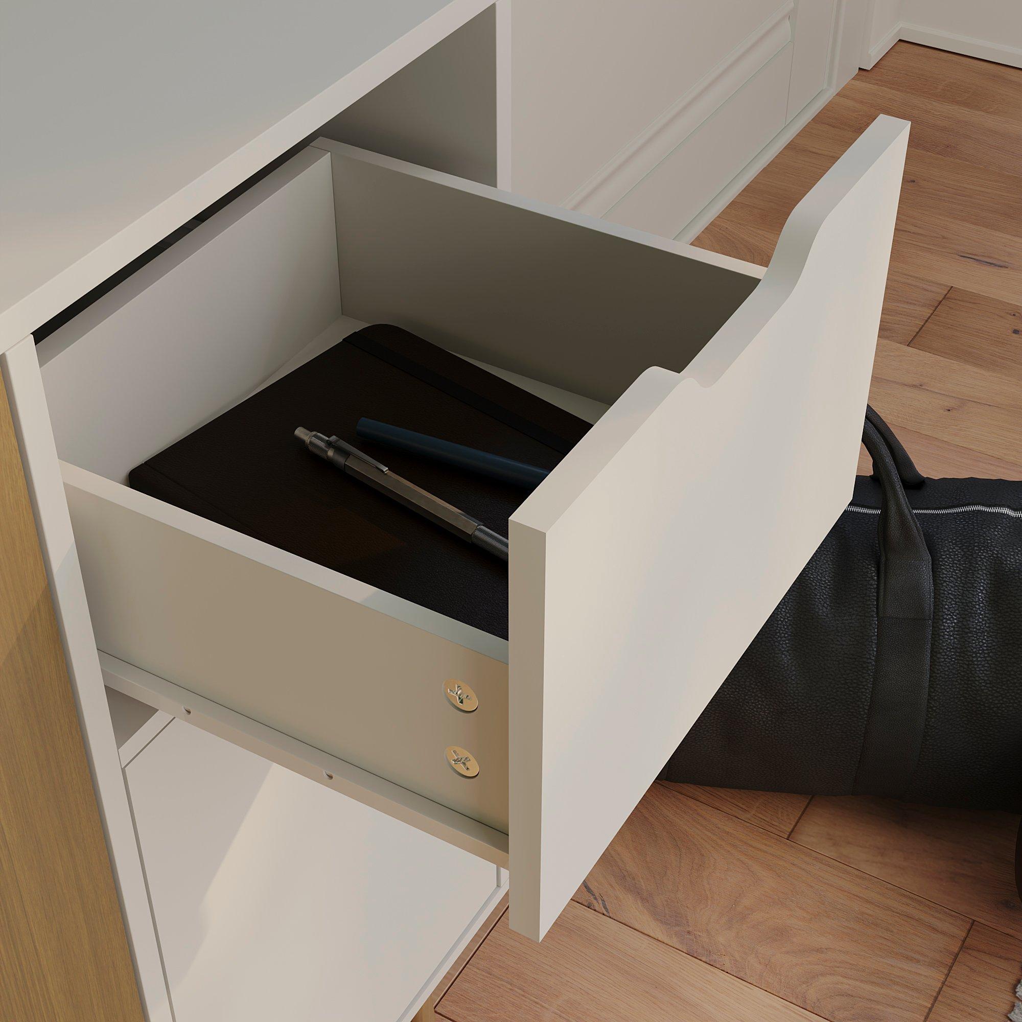 Oak & White - Lassic - Vida Designs 2 Door 1 Drawer Sideboard Storage - 3