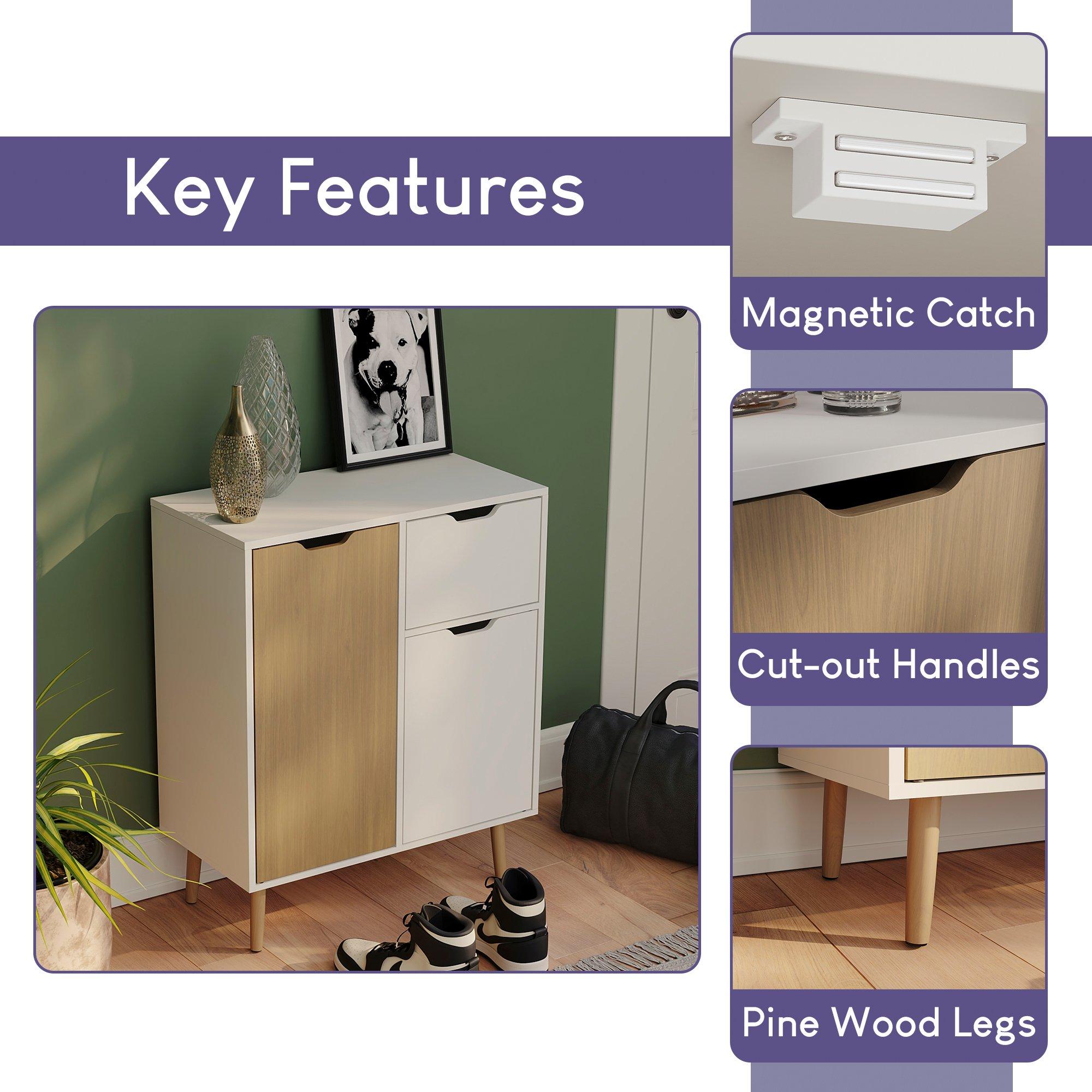 Oak & White - Lassic - Vida Designs 2 Door 1 Drawer Sideboard Storage - 5