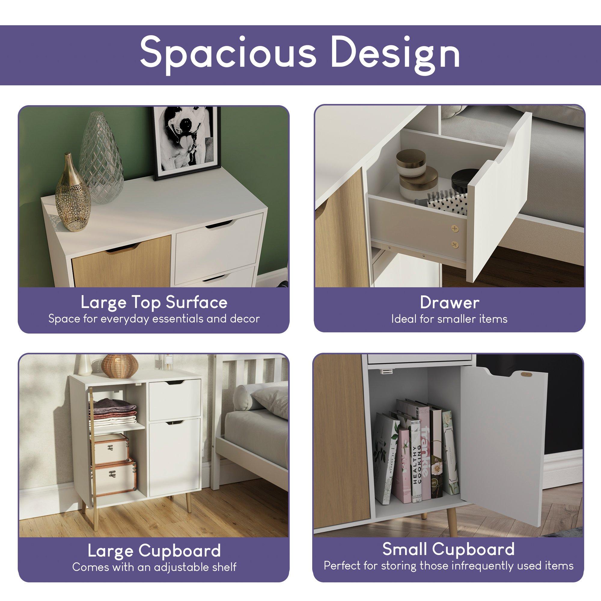 Oak & White - Lassic - Vida Designs 2 Door 1 Drawer Sideboard Storage - 7