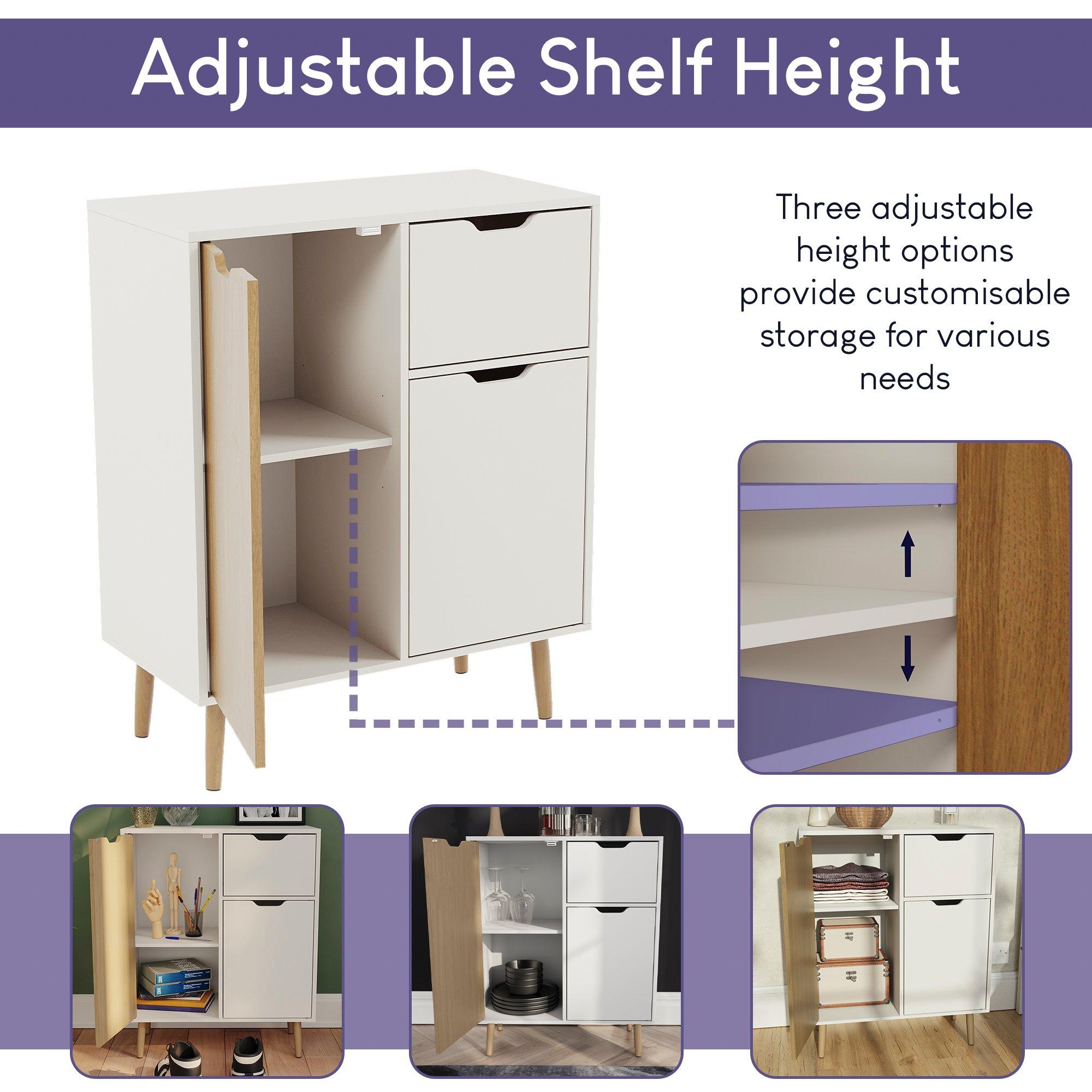 Oak & White - Lassic - Vida Designs 2 Door 1 Drawer Sideboard Storage - 8