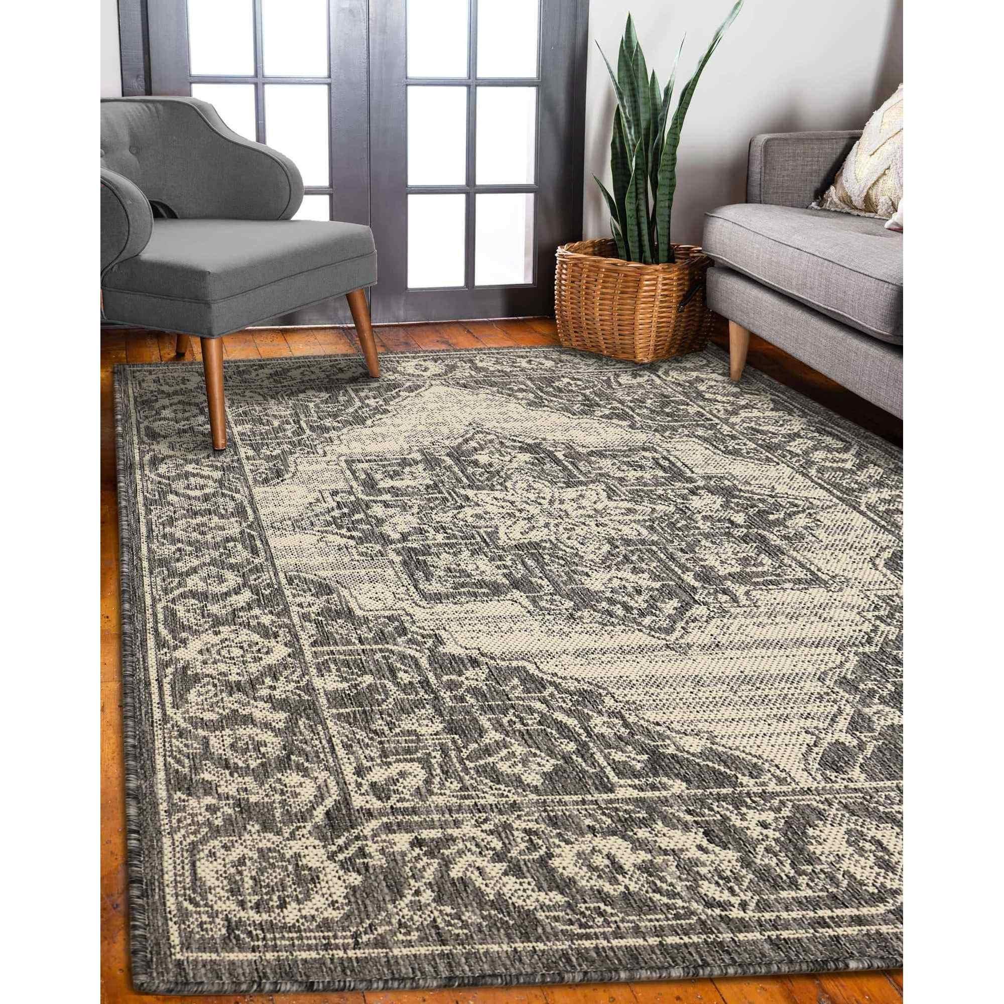 Homemaker  Gel Medallion Rug Steel Grey - 60x110cm