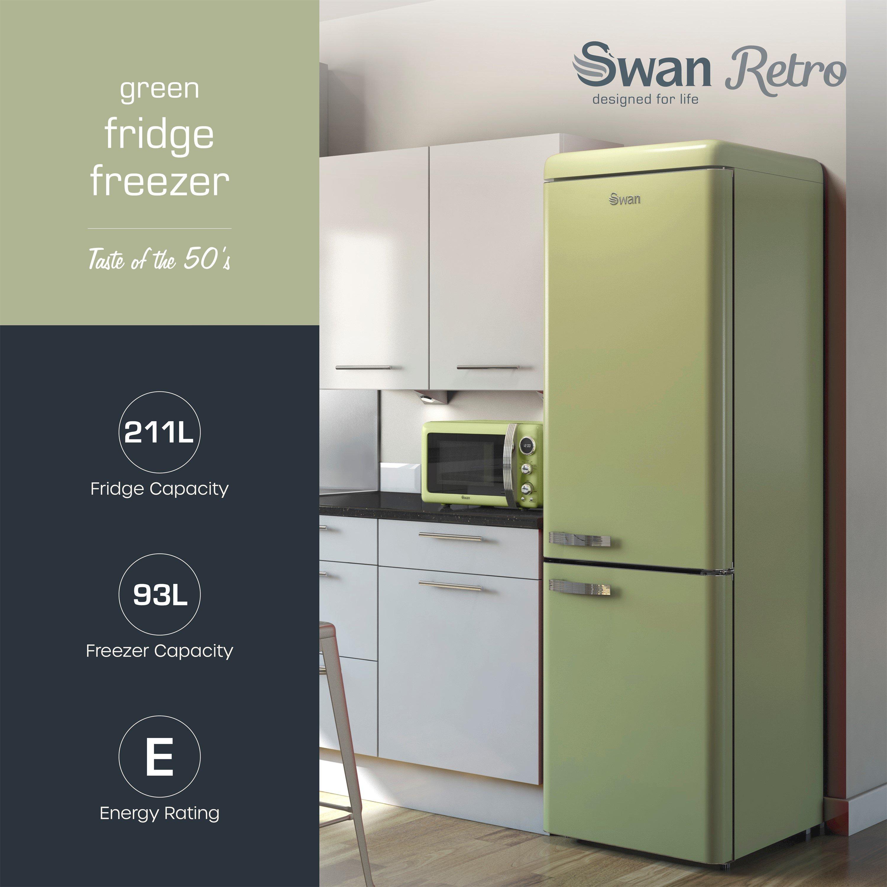 Green - Swan - Retro Fridge Freezer - 2