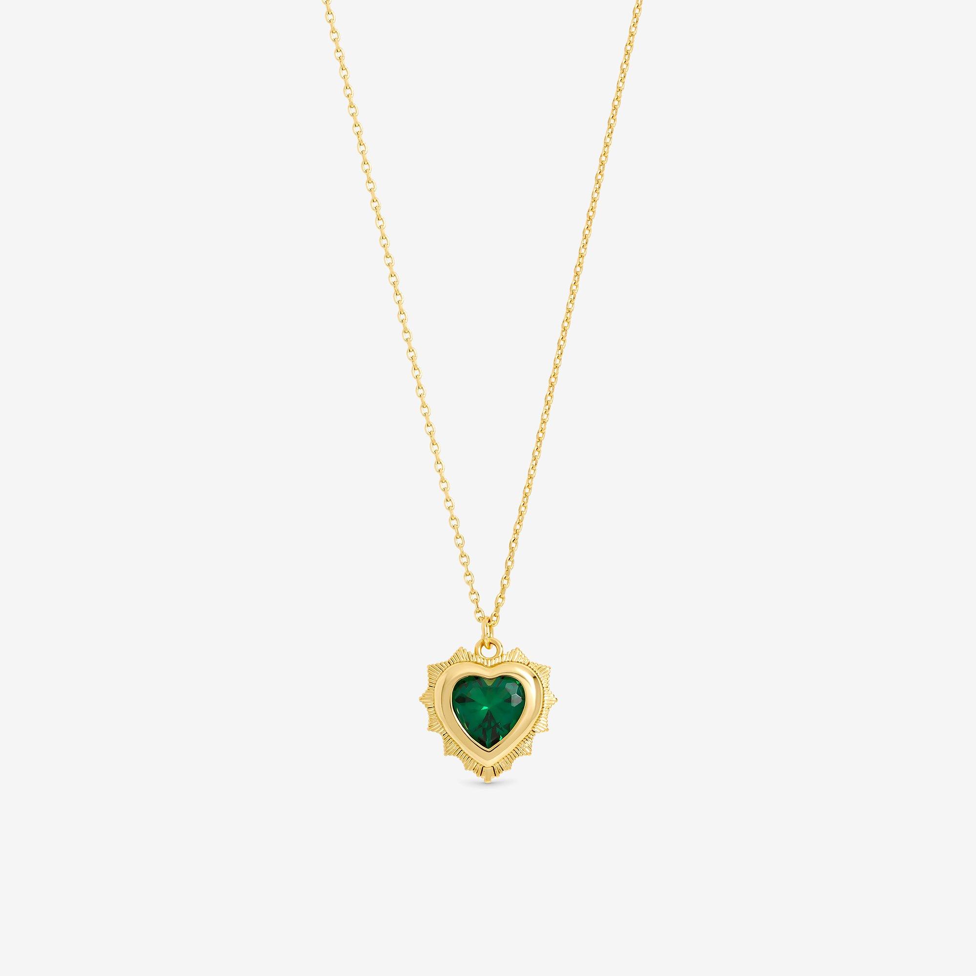 Gold - Jon Richard - 14Ct Gold Plated Heart Birthstone Pendant - May - 2