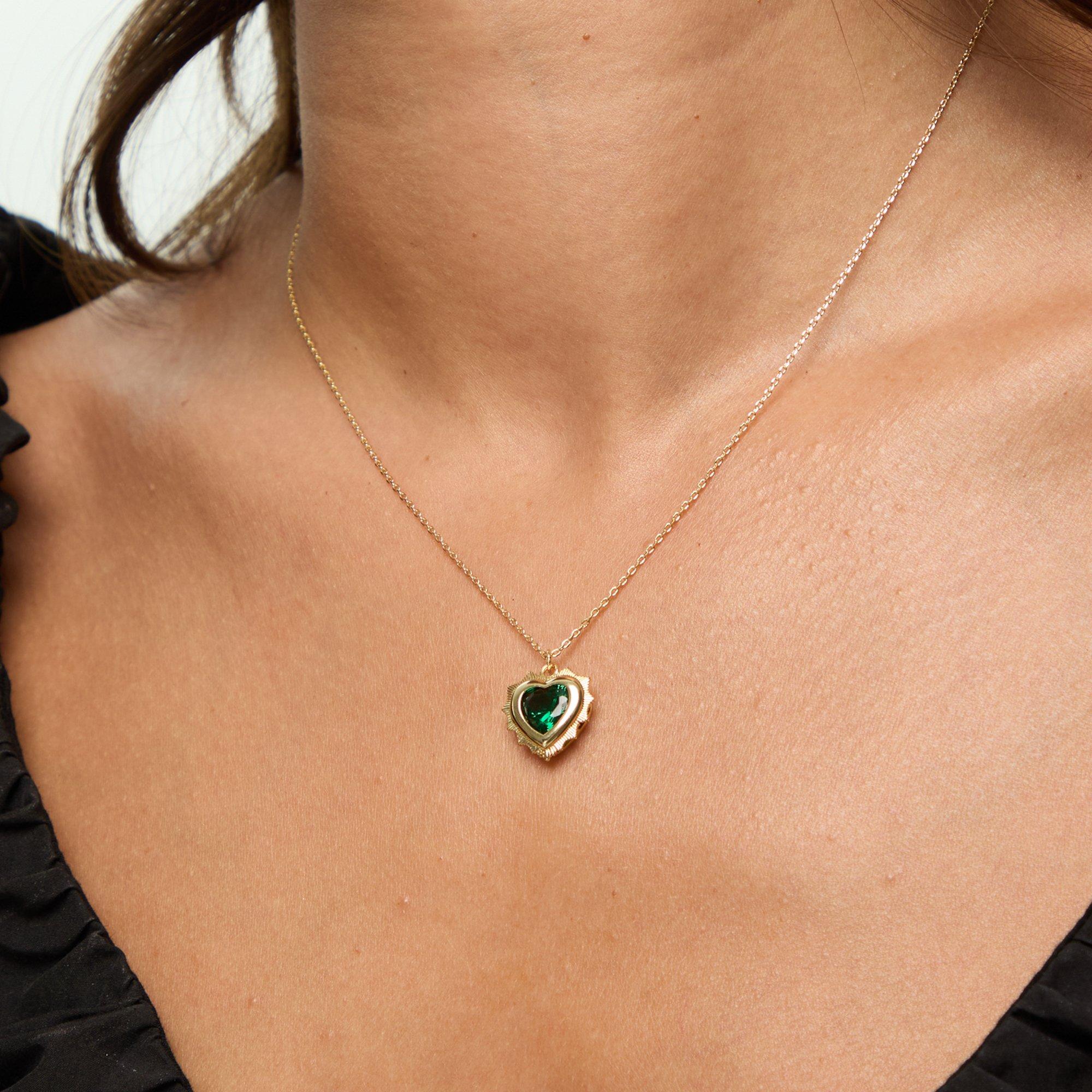 Gold - Jon Richard - 14Ct Gold Plated Heart Birthstone Pendant - May - 3