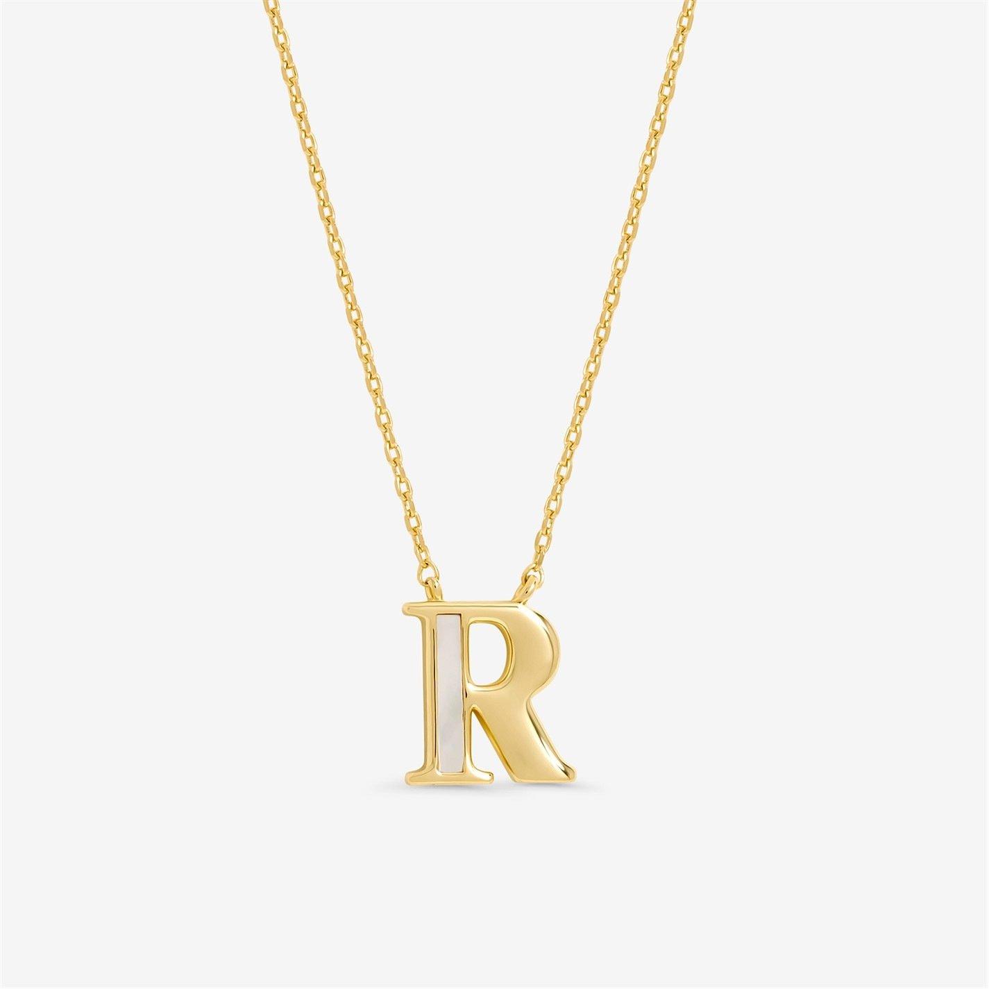 Inicio Women's 14K Plated And Mother Of Pearl Initial Pendan Gold