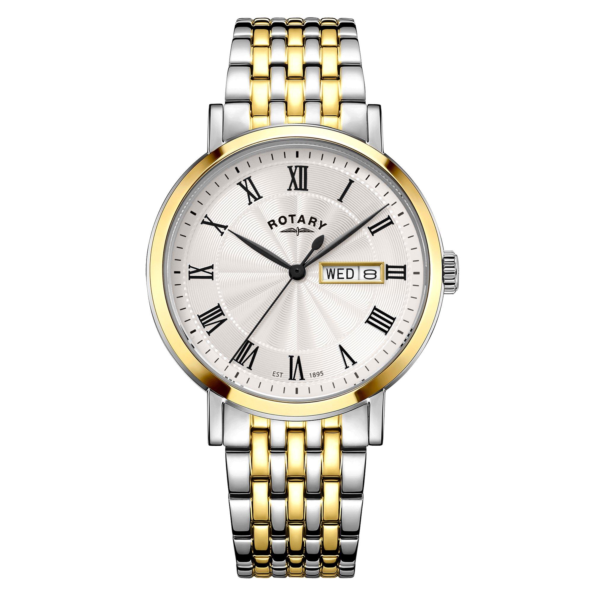Silver - Rotary - Mens Heritage Two Tone SS Bracelet Watch - 1