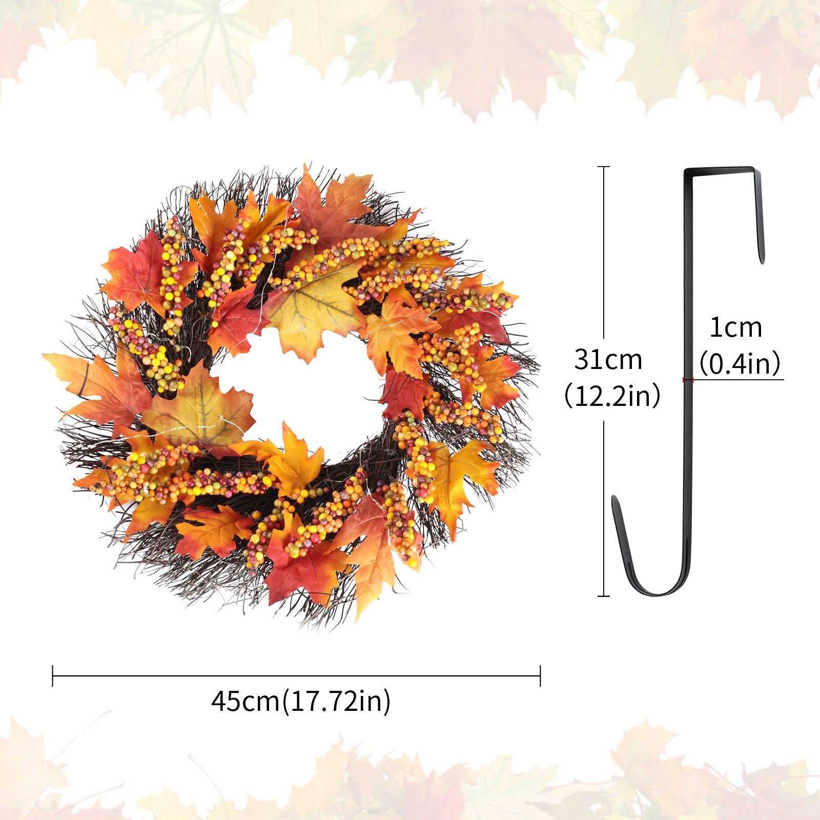 Orange - LIFE IDEAS - Lighted Maple Leaves Rattan Wreath - 2