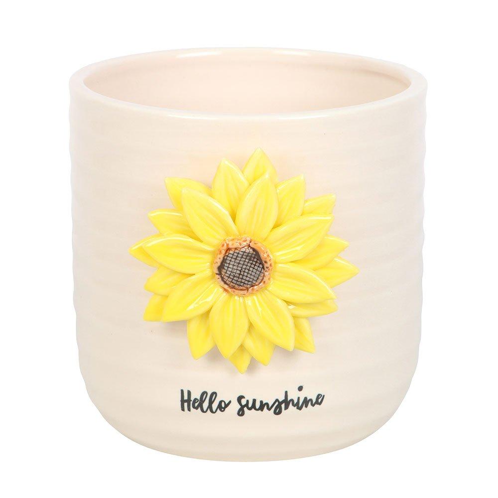 White - Something Different - Hello Sunshine Plant Pot with 3D Sunflower - 2