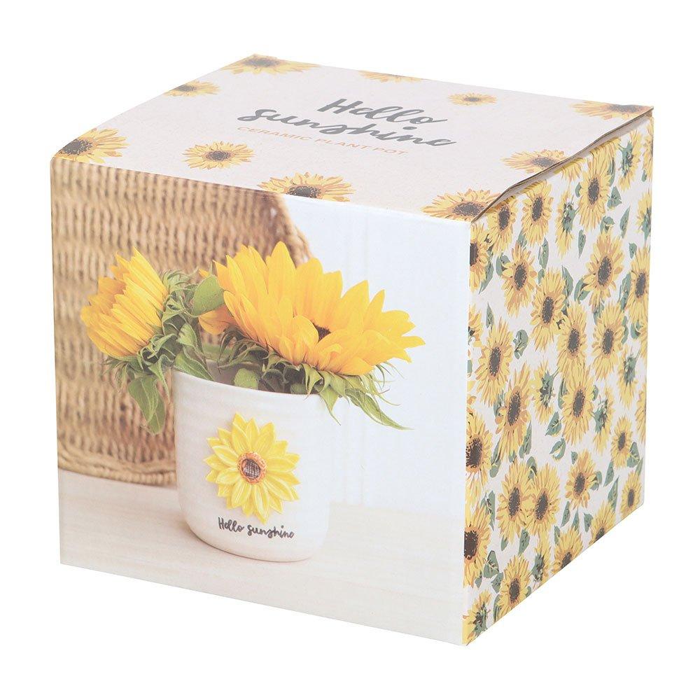 White - Something Different - Hello Sunshine Plant Pot with 3D Sunflower - 5
