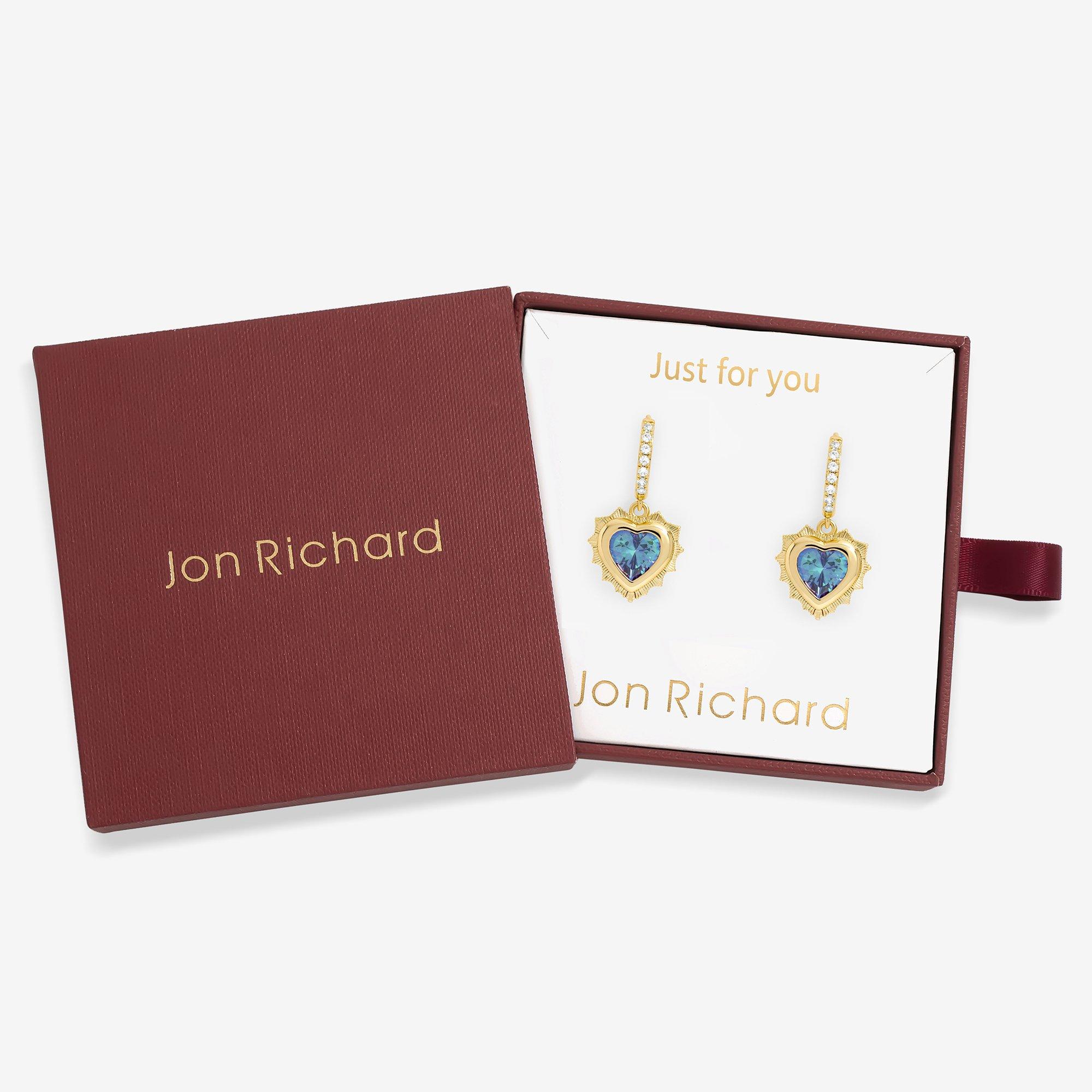 Gold - Jon Richard - 14Ct Gold Plated Heart Birthstone Huggies- March - 1
