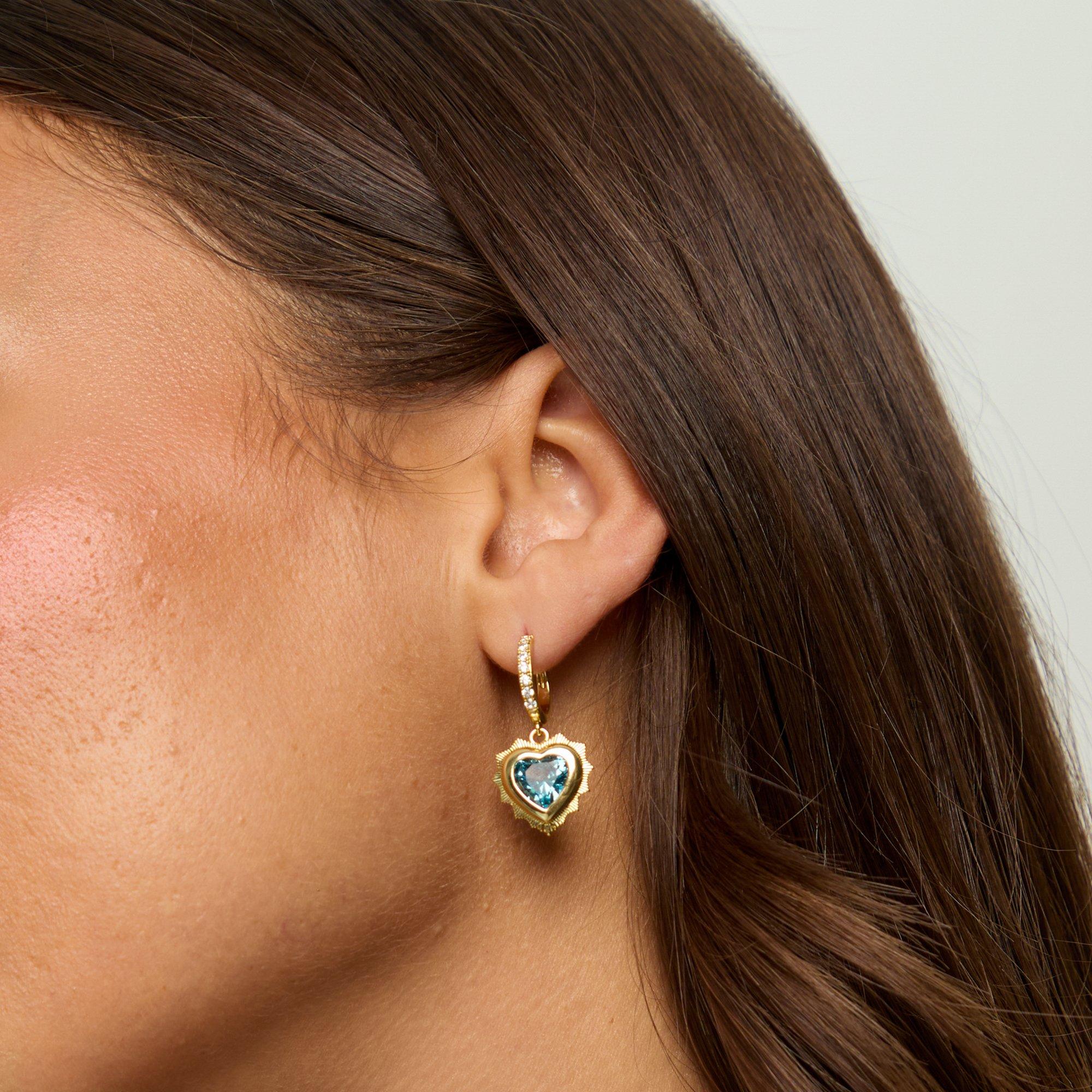 Gold - Jon Richard - 14Ct Gold Plated Heart Birthstone Huggies- March - 3