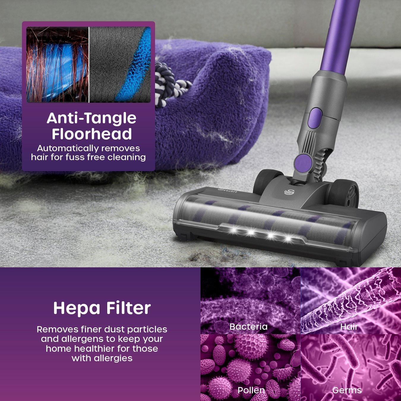 Purple - Swan - Swan 22.2V Cordless Anti Tangle Vacuum - 4