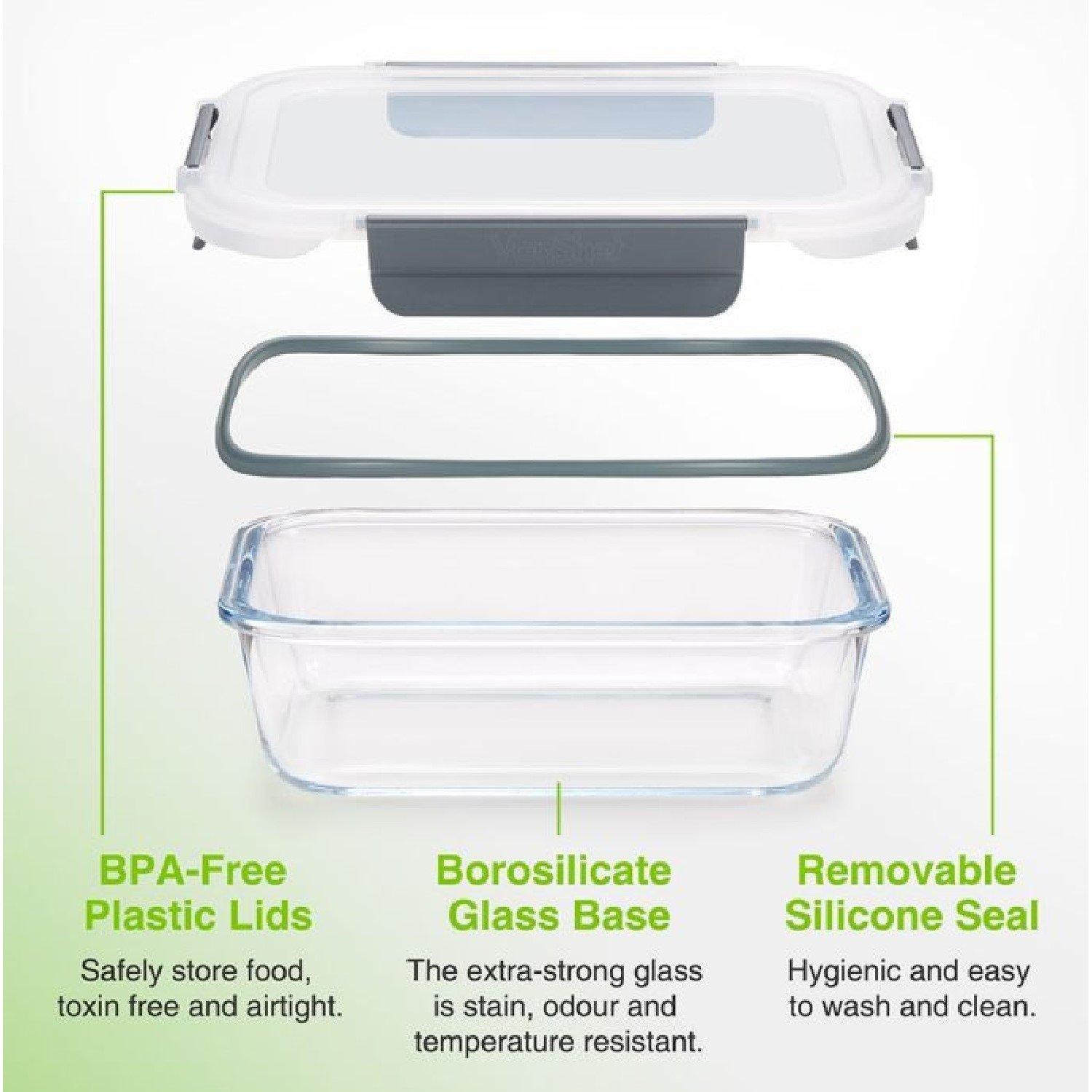 Clear - VonShef - VonShef - 10pc Glass Food Storage Containers - 3