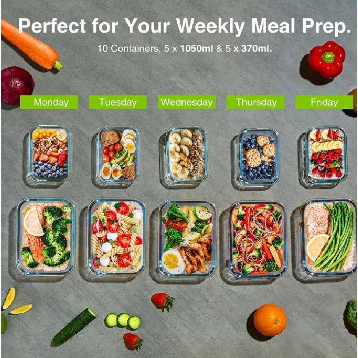 Clear - VonShef - VonShef - 10pc Glass Food Storage Containers - 6