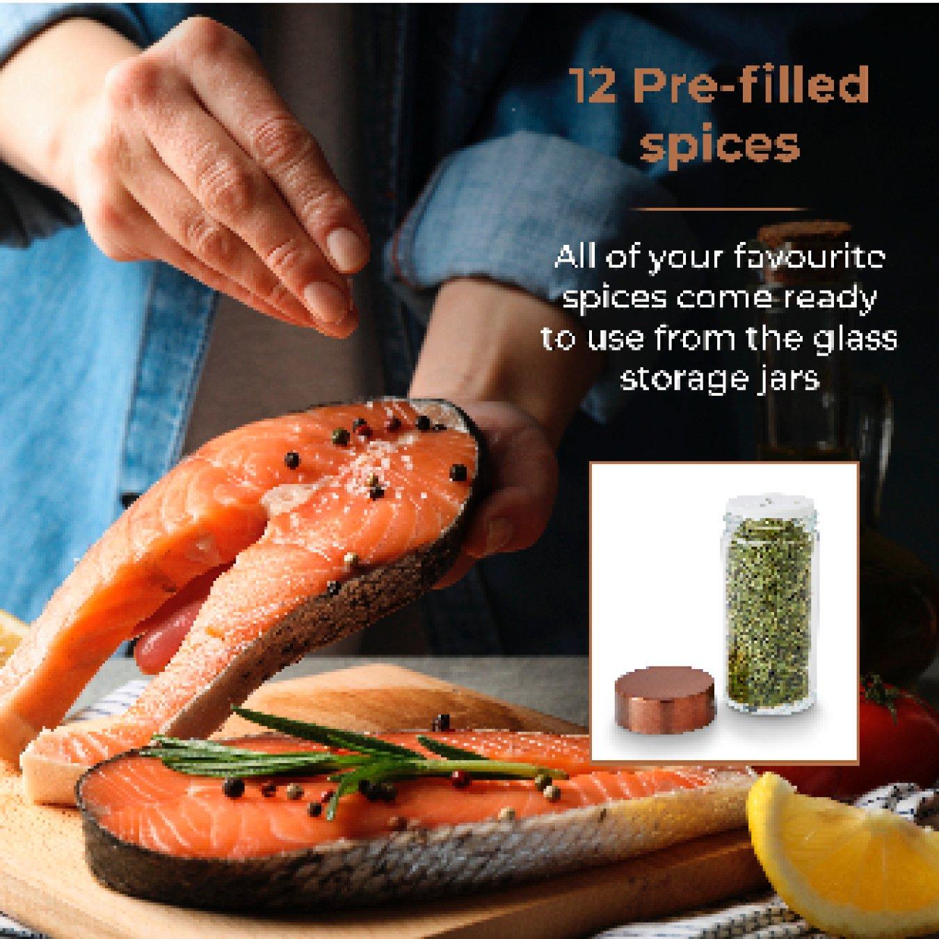 Jade - Tower - Cavaletto 12 Jar Spice Rack Jade / Champagne Gold - 4