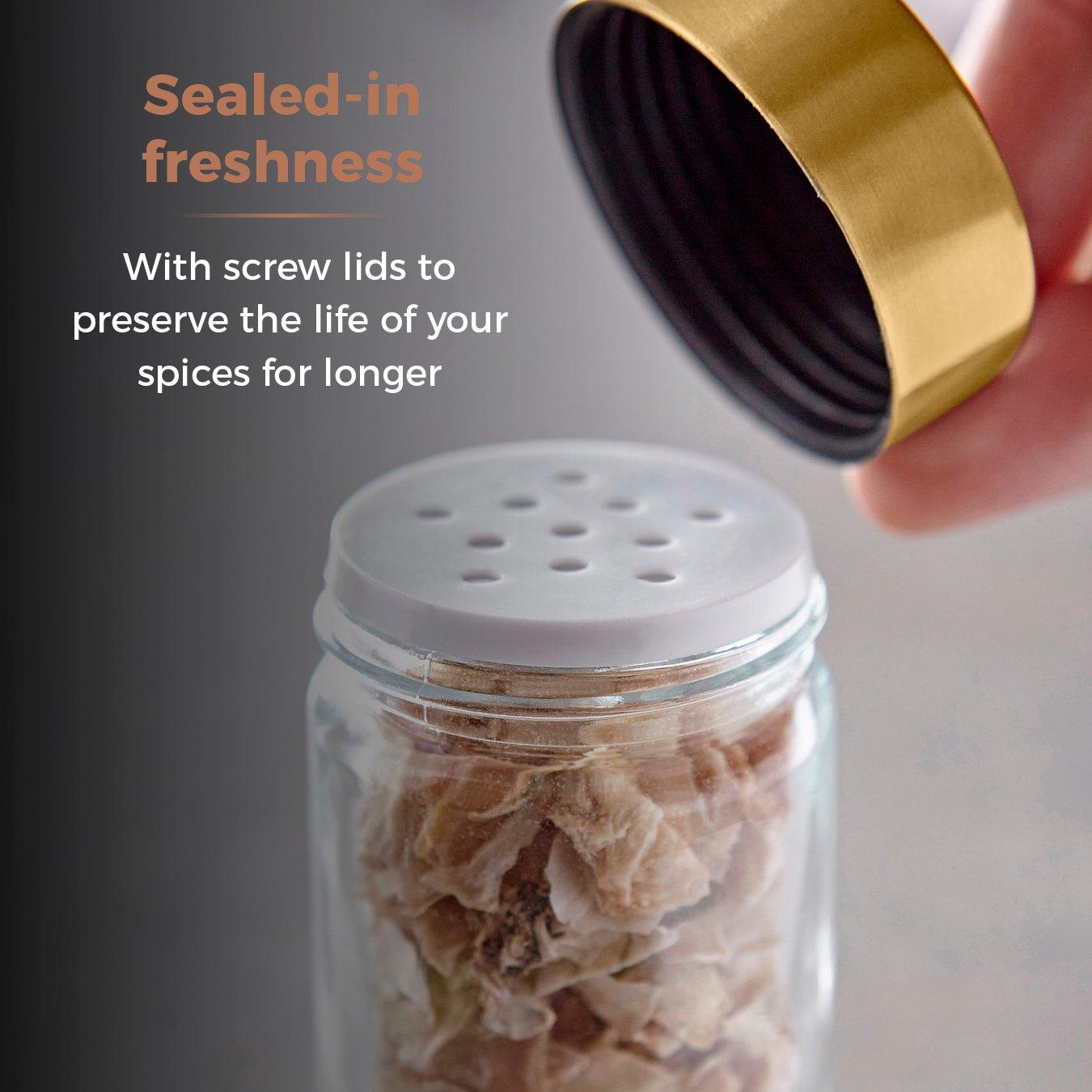 Jade - Tower - Cavaletto 12 Jar Spice Rack Jade / Champagne Gold - 6