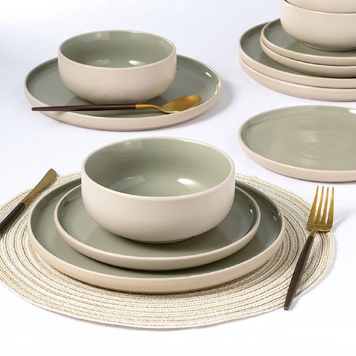 Green - Waterside - 12pc Green Matt/Shiny Dinner Set - 2
