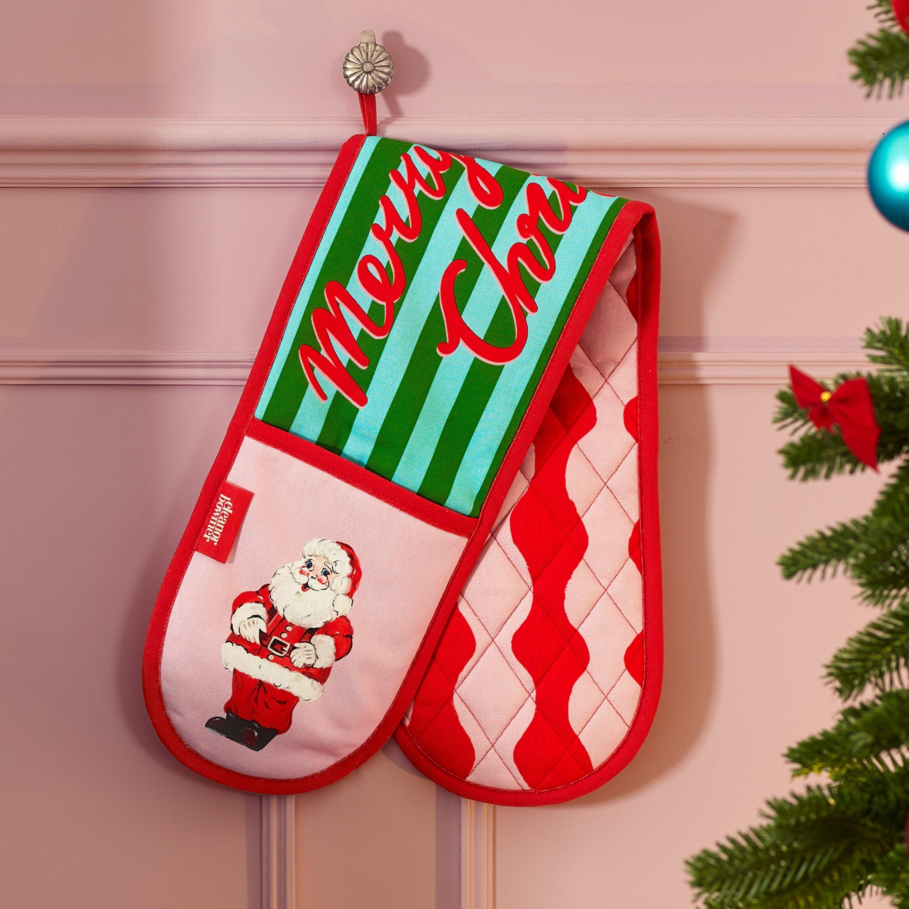 Eleanor Bowmer Santa Cotton Kitchen Double Oven Glove