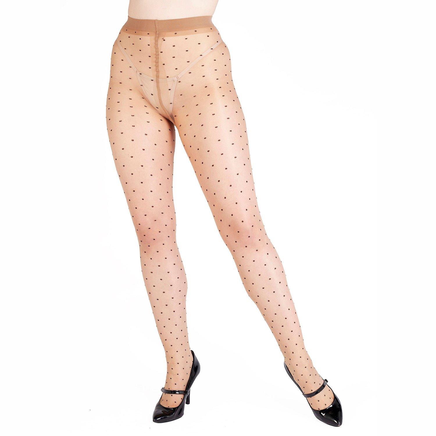 Black - Playful Promises - Dotty Seamed Tights With Bow Light Nude/Black - 1