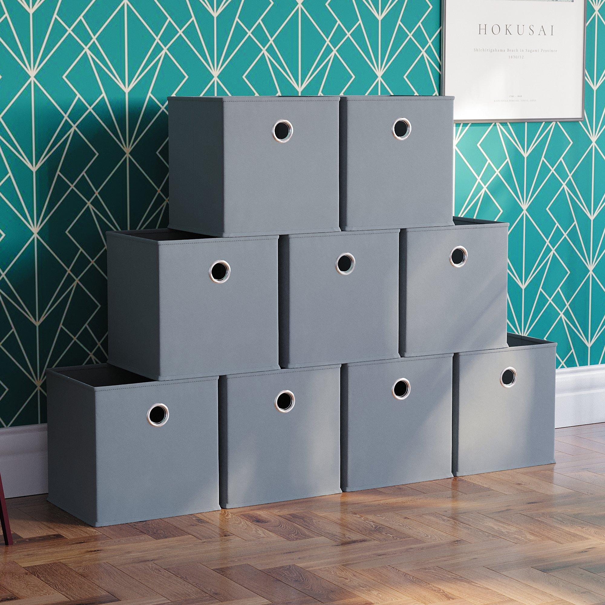 Grey - Lassic - Vida Designs Durham Cube Storage Basket Set of 9 - 1