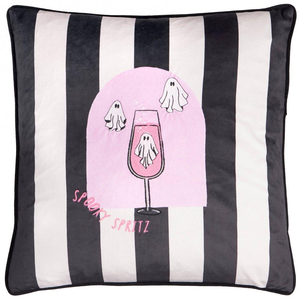 Pink/Mono - Furn - Spooky Spritz Velvet Halloween Cushion - 1