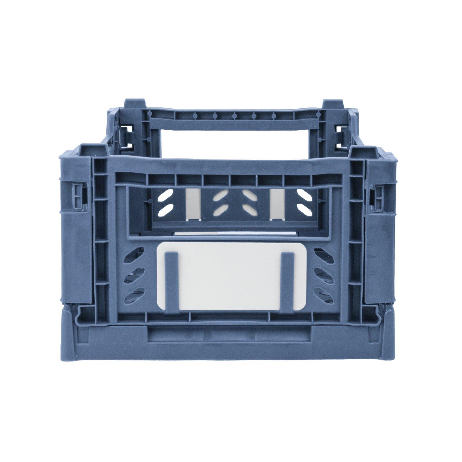 Blue - JVL - JVL STACKIT - Set of 4 Foldable Storage Crates - 3