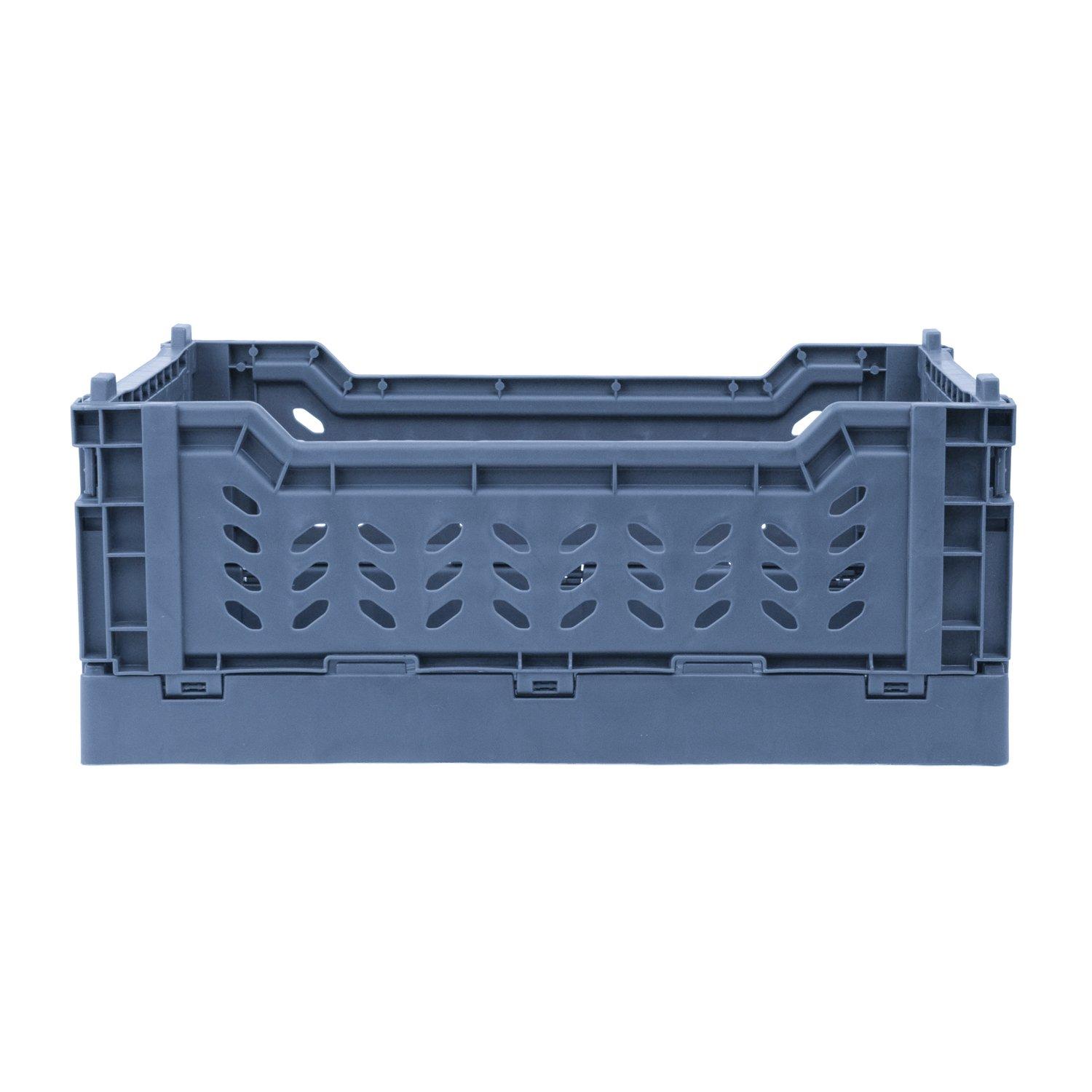 Blue - JVL - JVL STACKIT - Set of 4 Foldable Storage Crates - 4