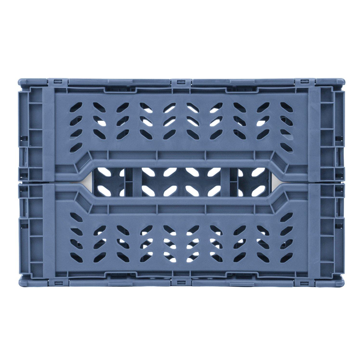 Blue - JVL - JVL STACKIT - Set of 4 Foldable Storage Crates - 5